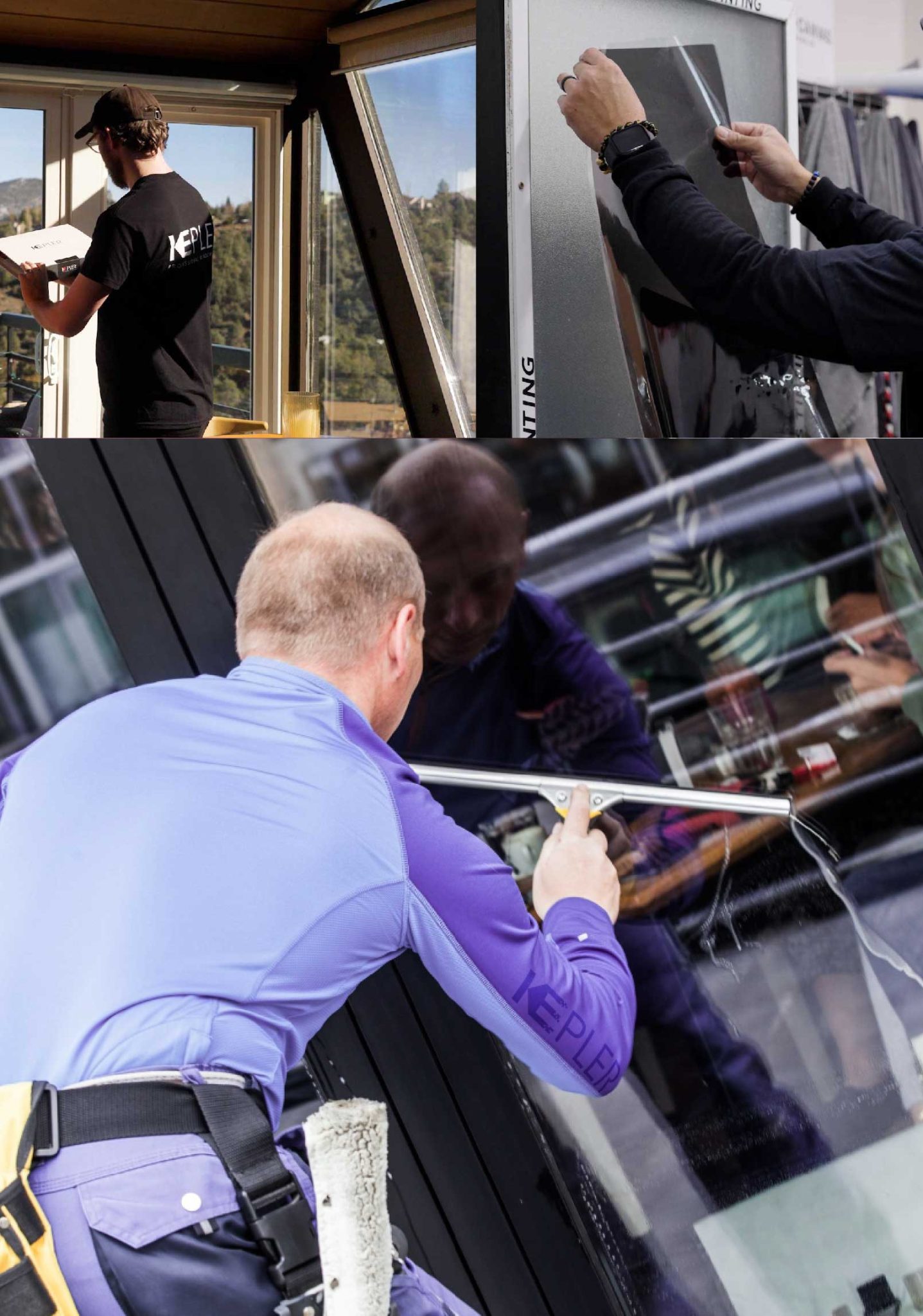 Kepler Expert Applying Anti-Graffiti Window Film to a Toledo Shop Front