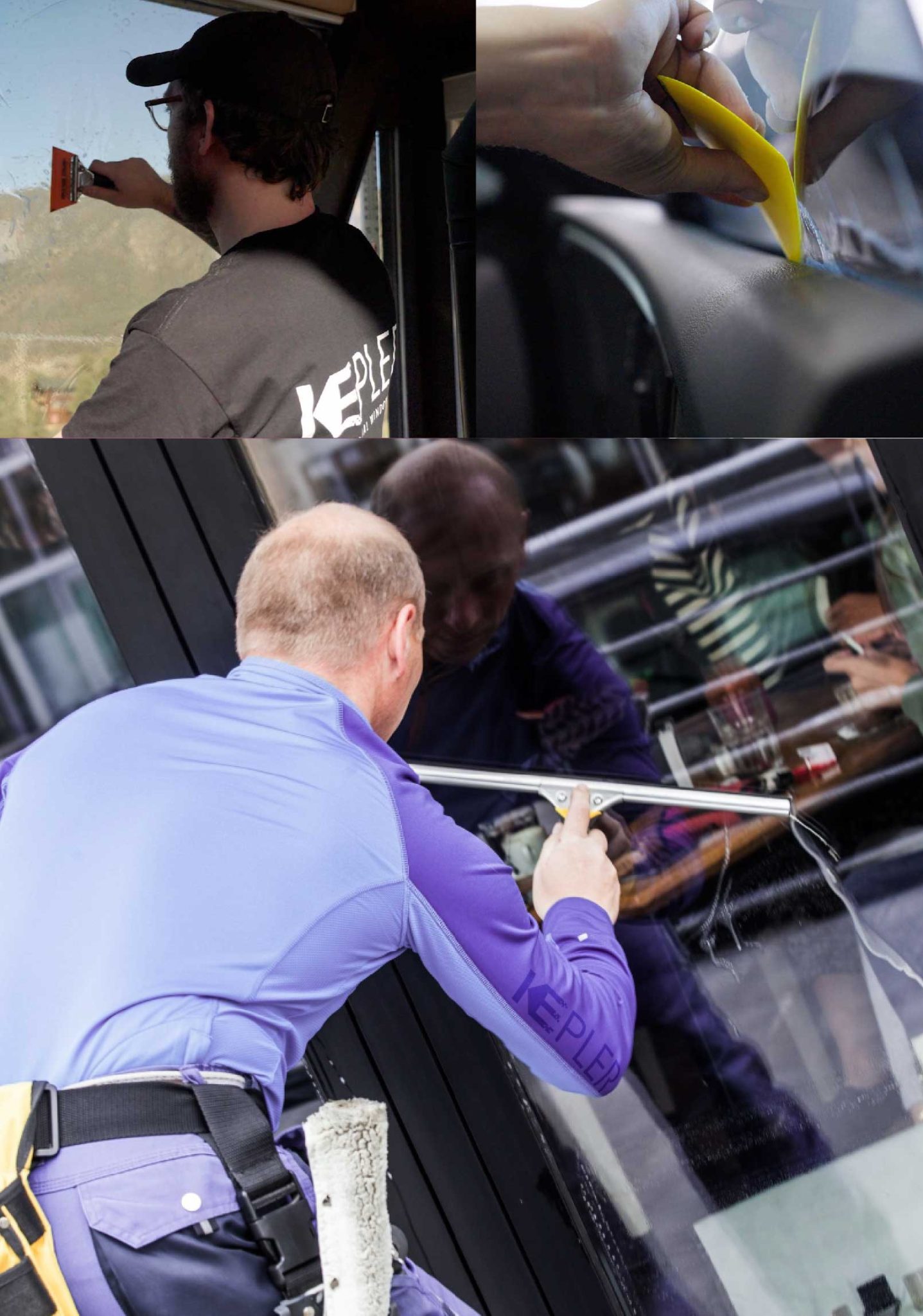 Kepler Professional Applying Anti-Graffiti Window Film to a Elyria Shop Front