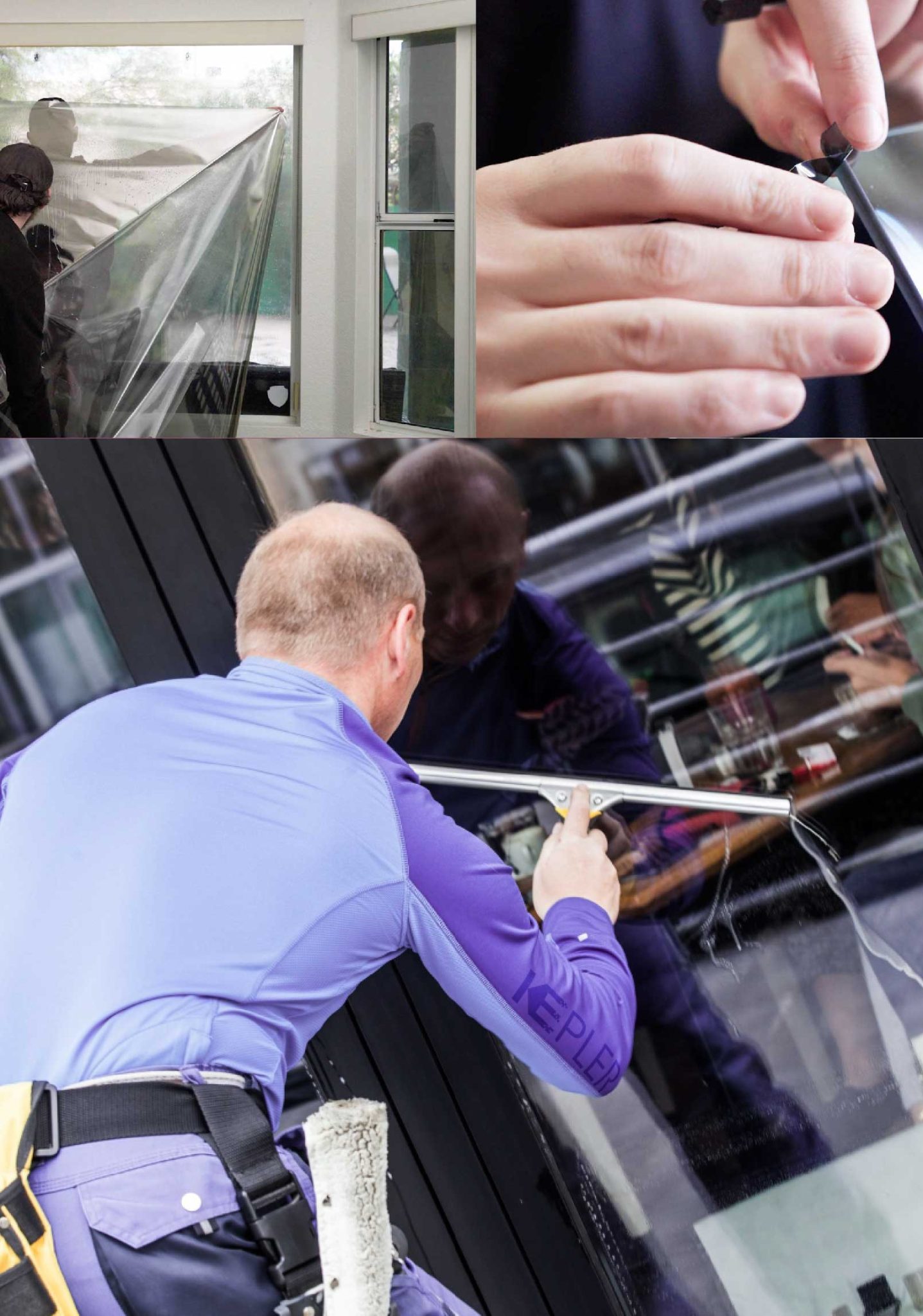 Kepler Professional Applying Anti-Graffiti Window Film to a North Ridgeville Shop Front