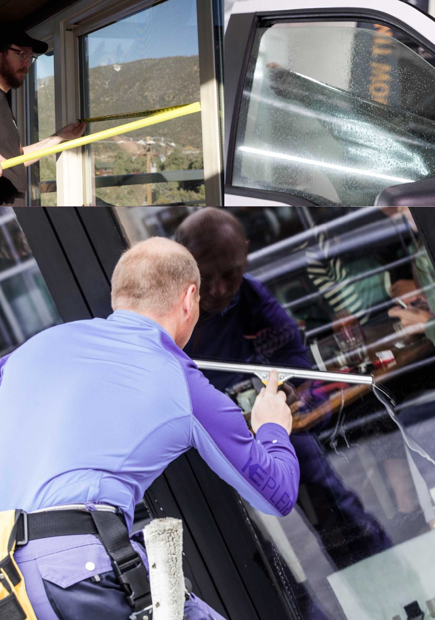 Kepler Professional Applying Anti-Graffiti Window Film to a Mentor Shop Front