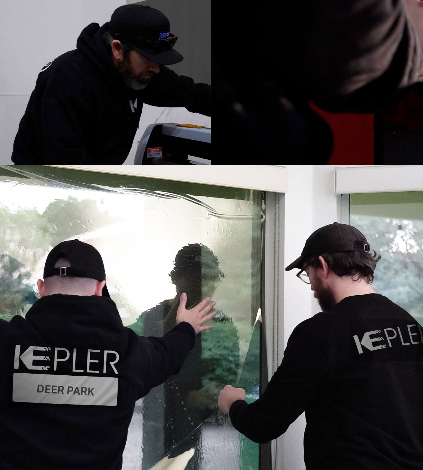 Kepler Technician Installing Advanced Window Tint to Home in Deer Park