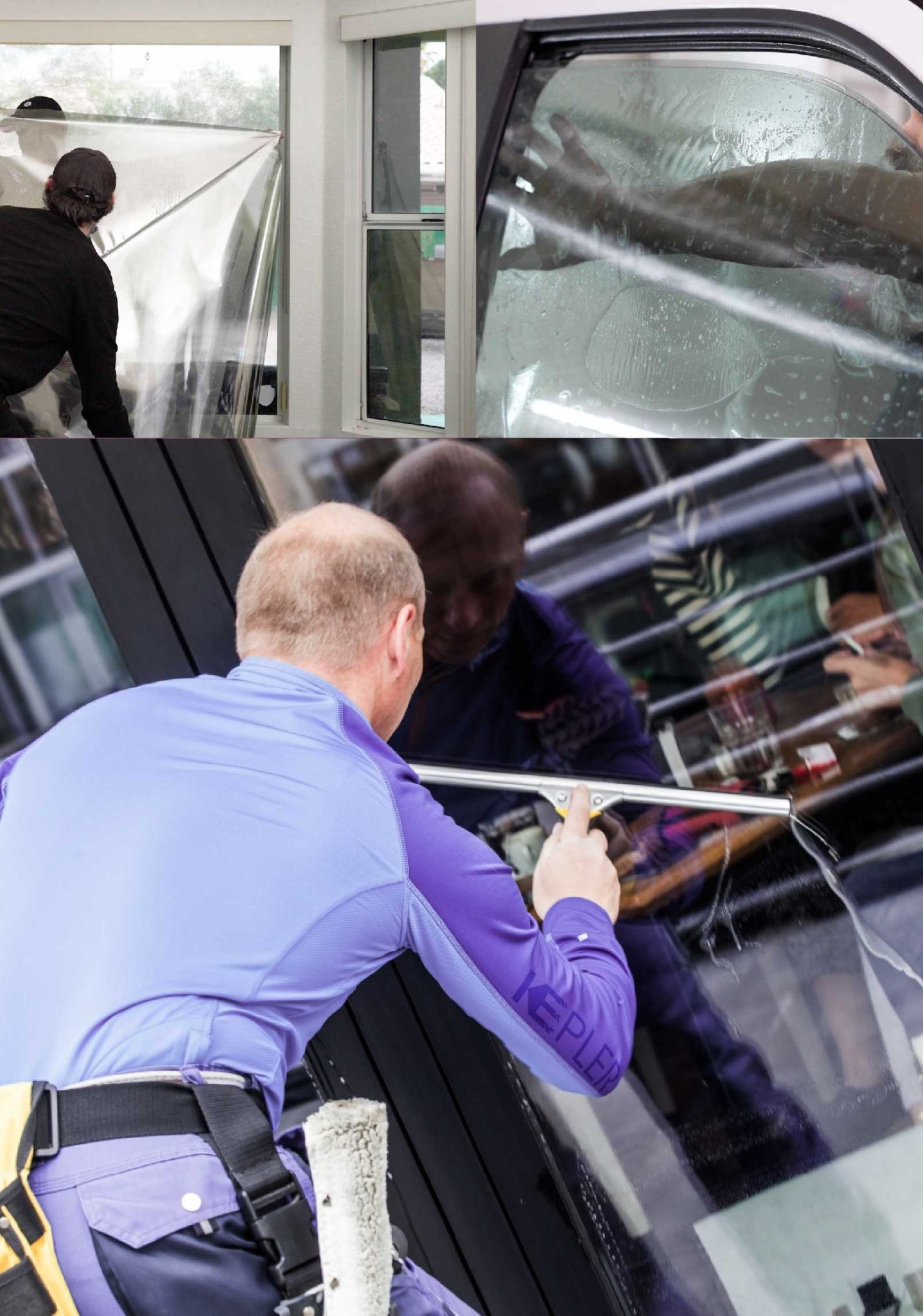 Kepler Skilled Applying Anti-Graffiti Window Film to a Painesville Shop Front