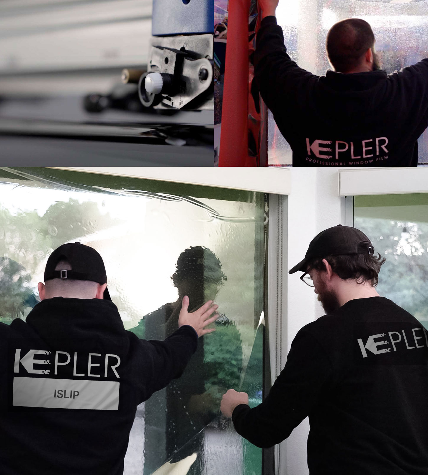 Expert Technician Applying Ceramic Window Tint to Home in Islip