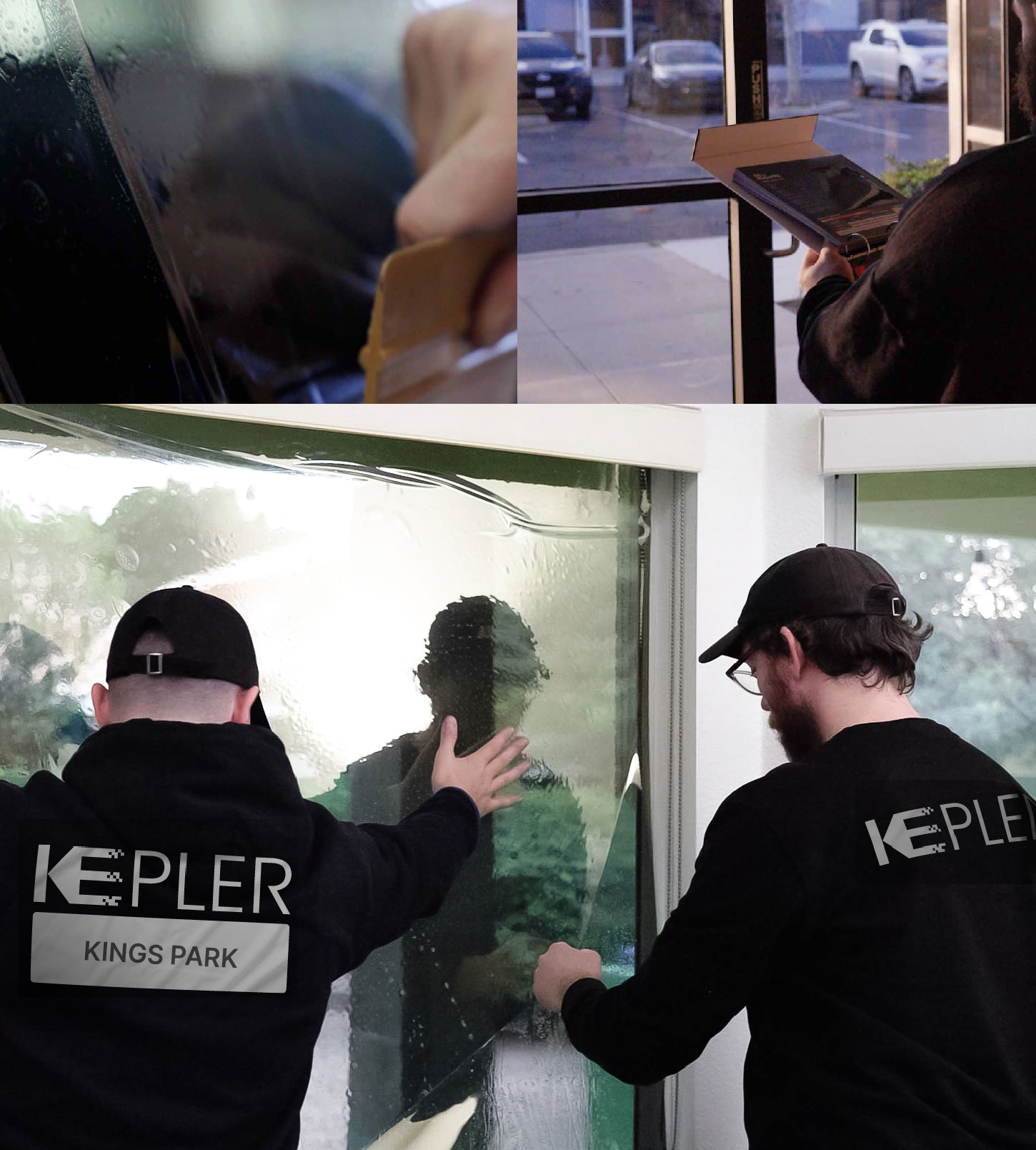 Kepler Technician Installing Ceramic Window Tint to Home in Kings Park
