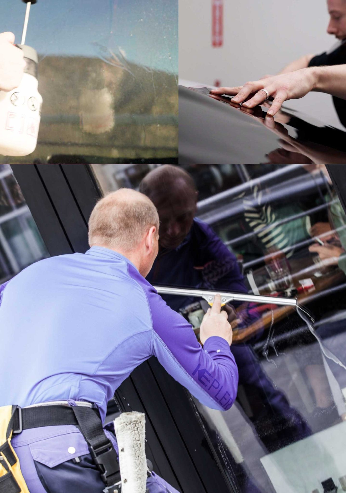 Kepler Expert Applying Anti-Graffiti Window Film to a Broadview Heights Shop Front