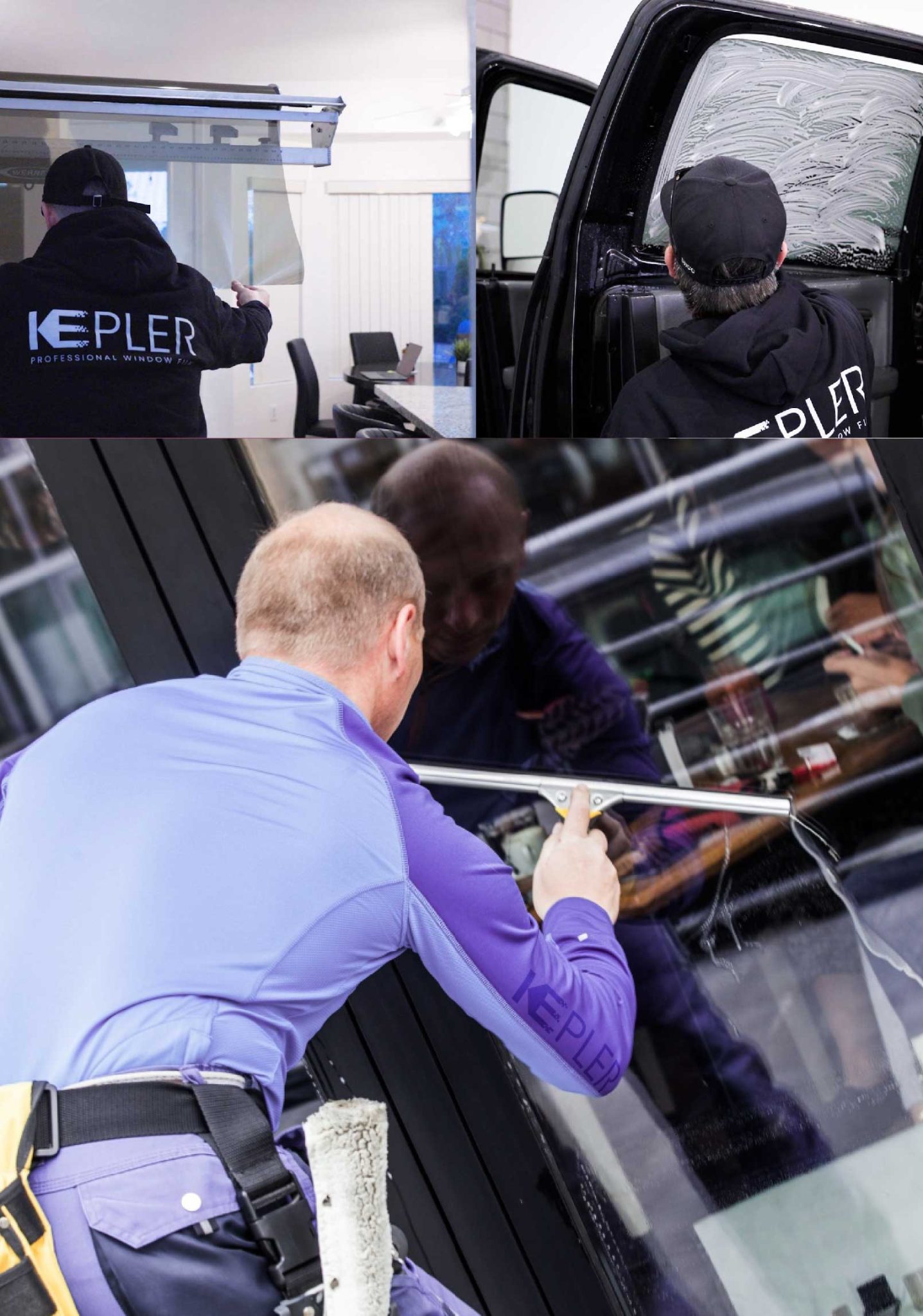 Kepler Professional Applying Anti-Graffiti Window Film to a Aurora Shop Front