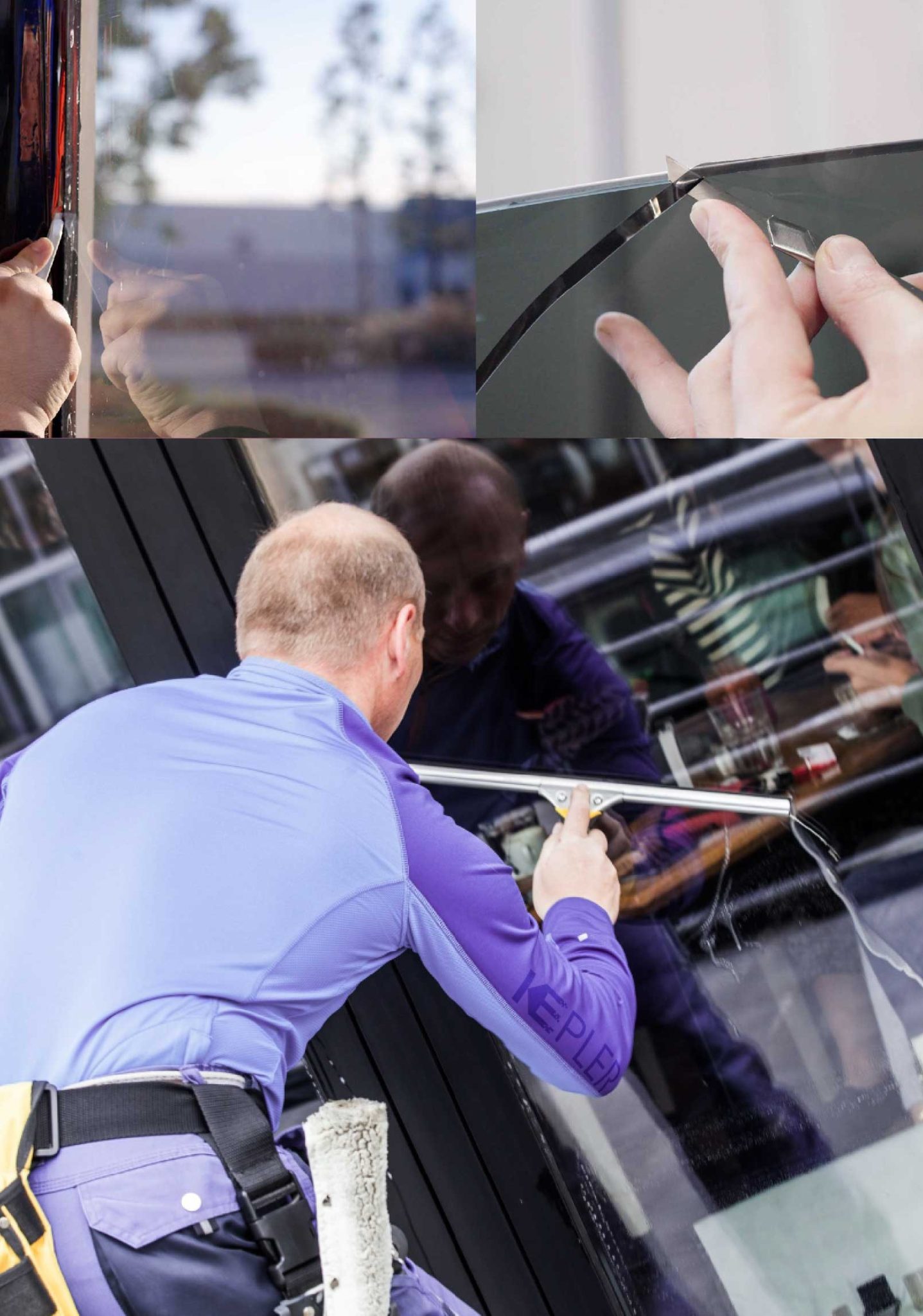 Kepler Professional Applying Anti-Graffiti Window Film to a Wadsworth Shop Front