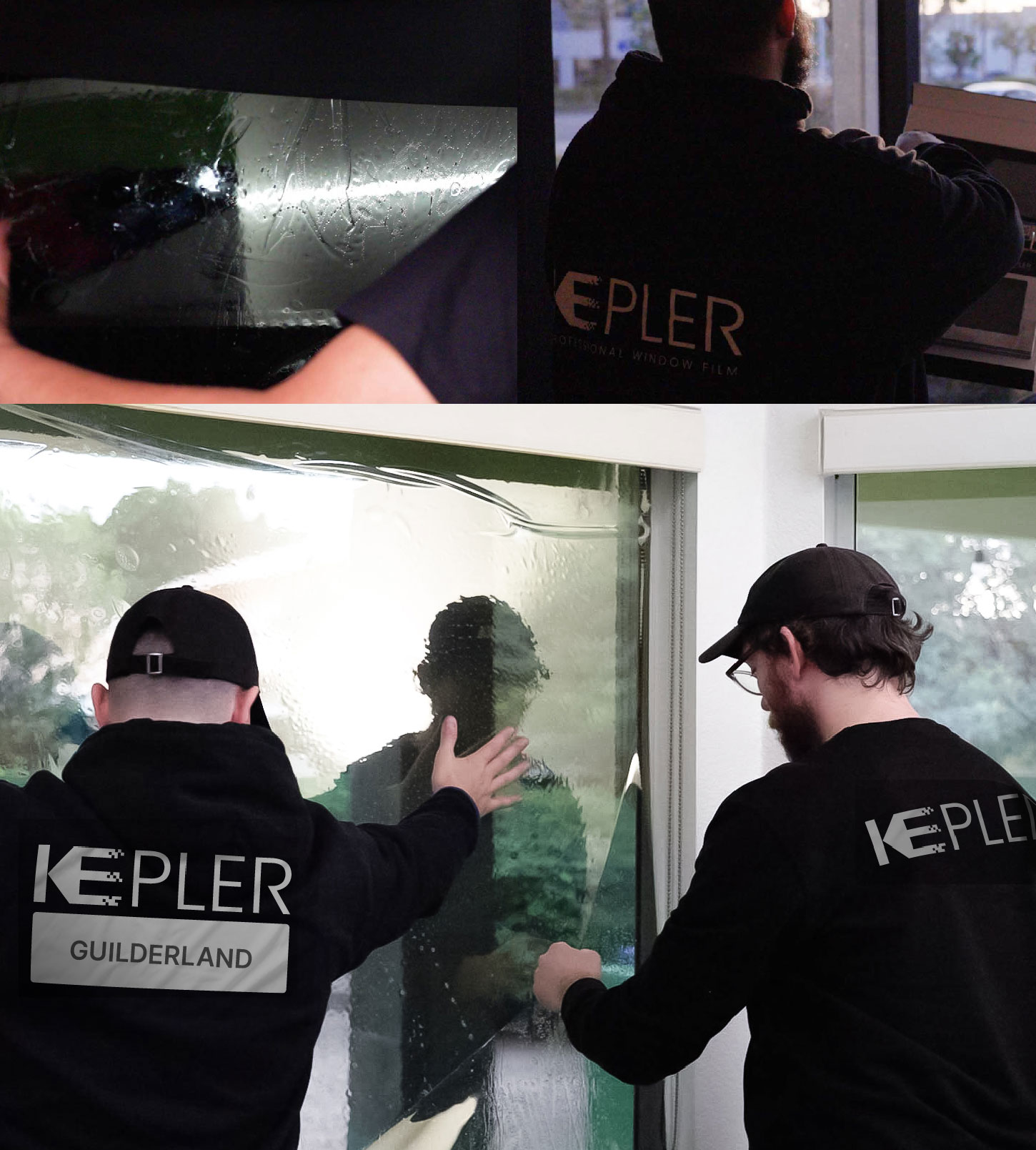 Expert Technician Fitting High-tech Window Tint to Home in Guilderland
