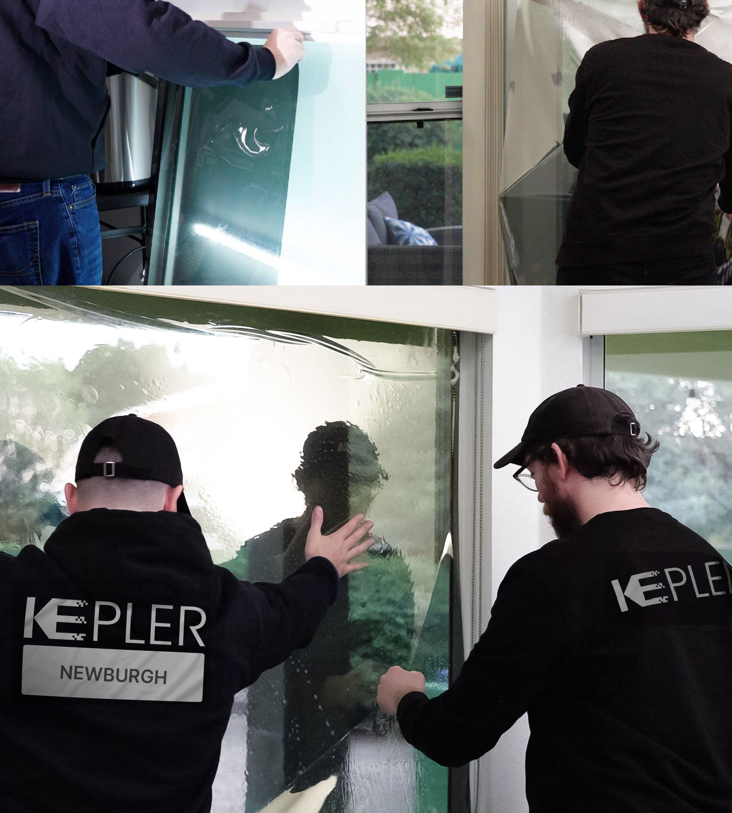 Expert Technician Installing High-tech Window Tint to Home in Newburgh
