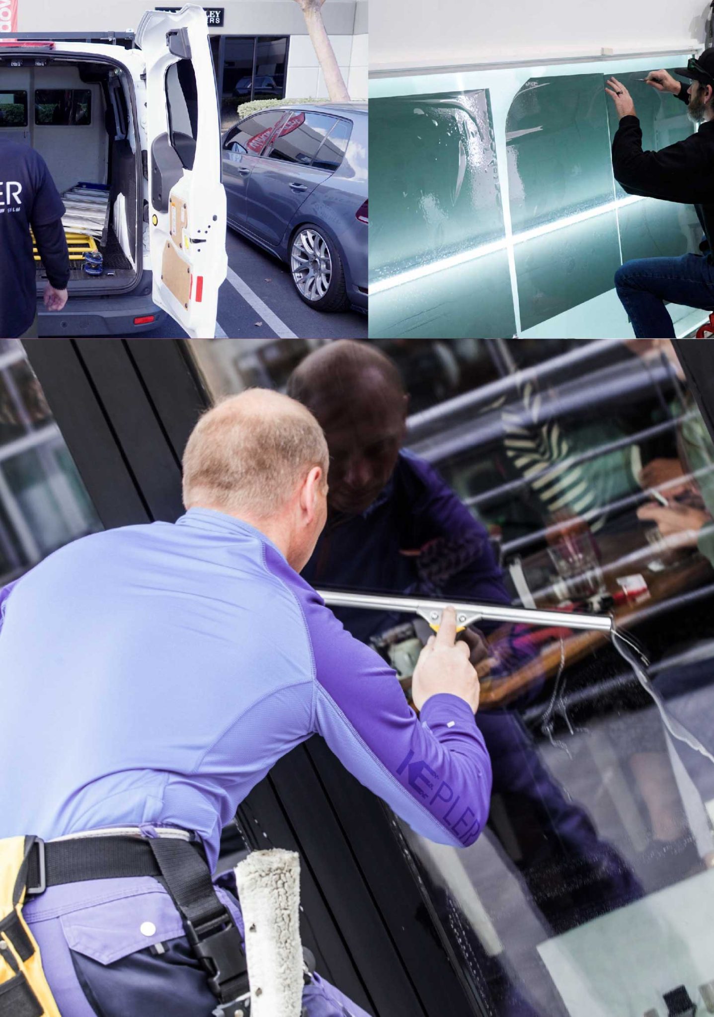 Kepler Skilled Applying Anti-Graffiti Window Film to a North Canton Shop Front