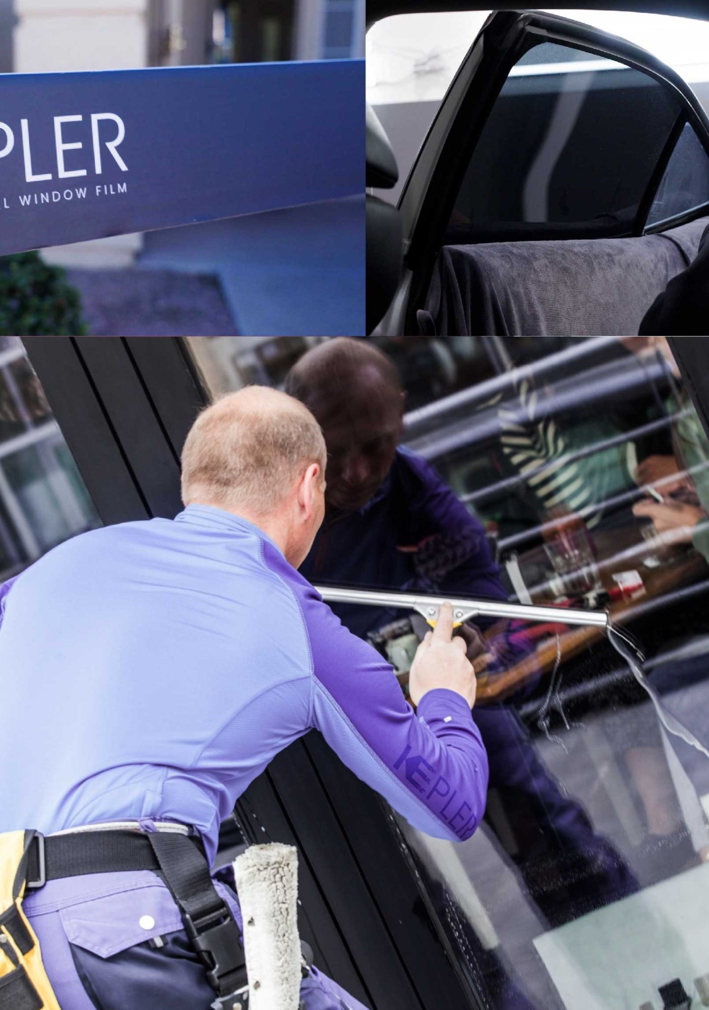 Kepler Professional Applying Anti-Graffiti Window Film to a Norwalk Shop Front