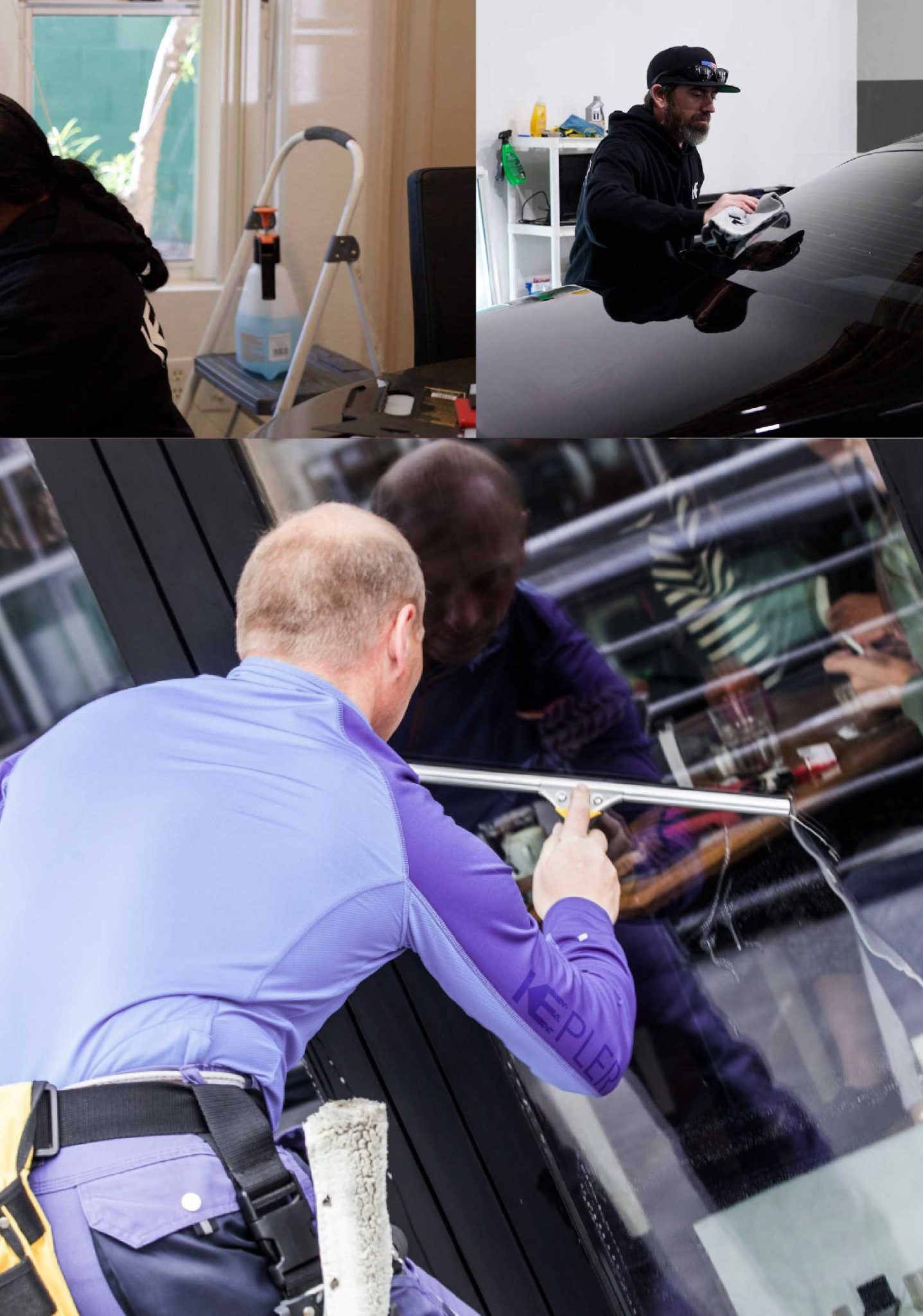 Kepler Skilled Applying Anti-Graffiti Window Film to a Tiffin Shop Front