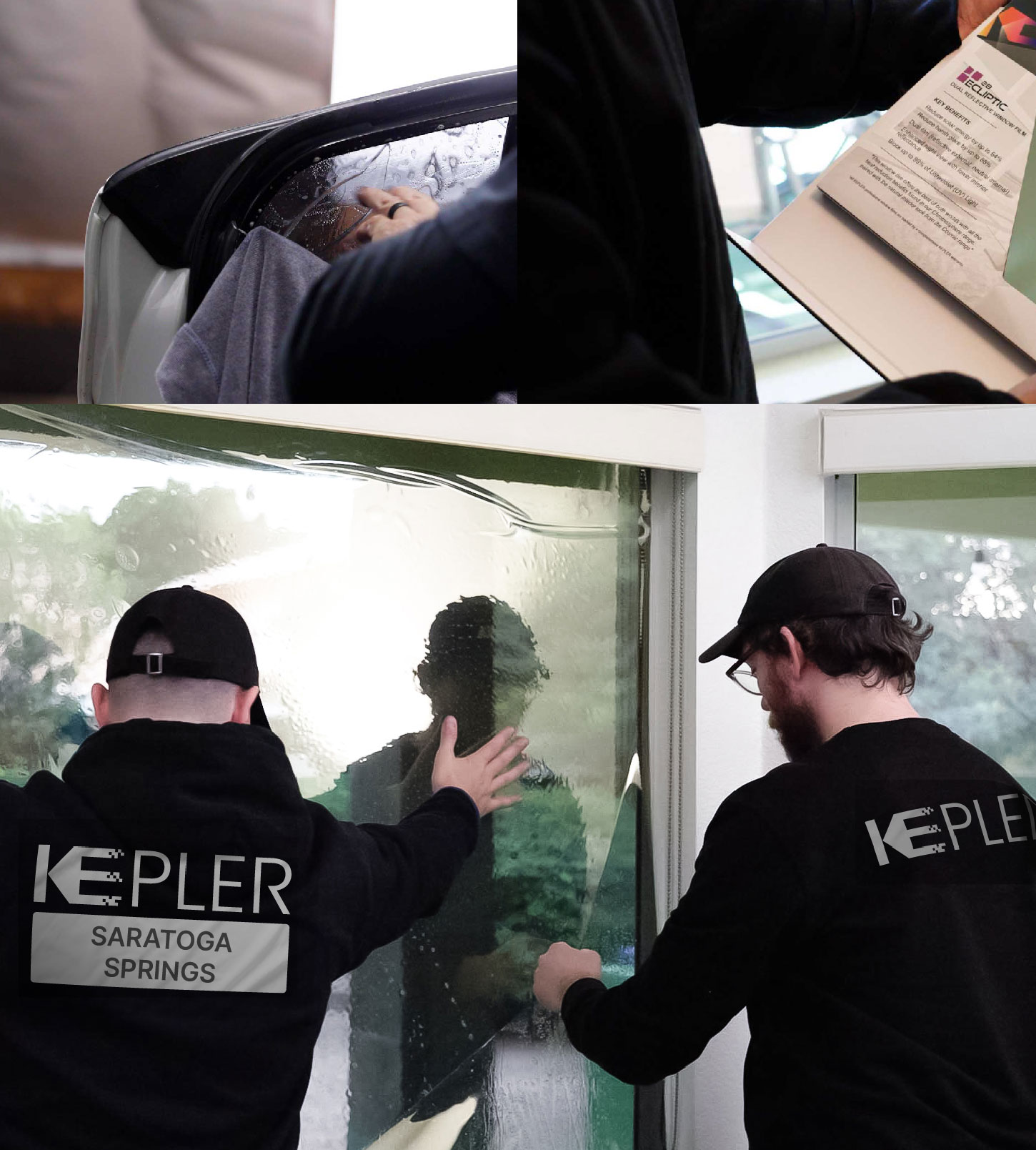 Expert Technician Installing High-tech Window Tint to Home in Saratoga Springs