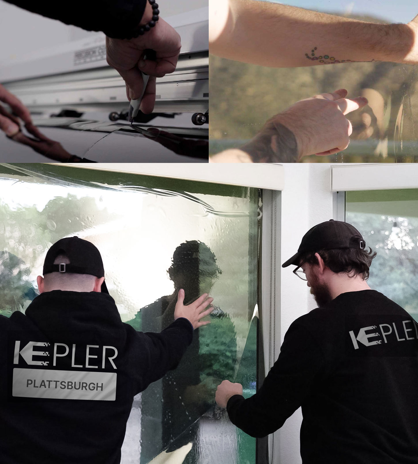 Expert Technician Applying Ceramic Window Tint to Home in Plattsburgh