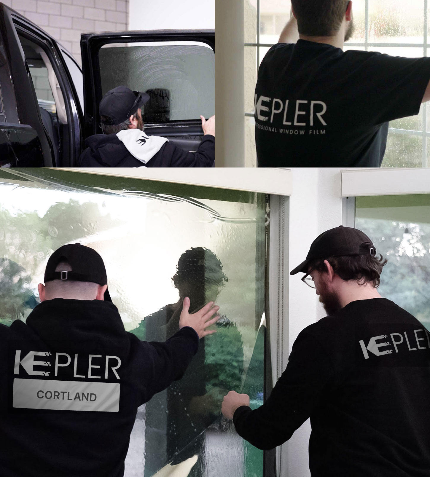 Kepler Technician Fitting Ceramic Window Tint to Home in Cortland