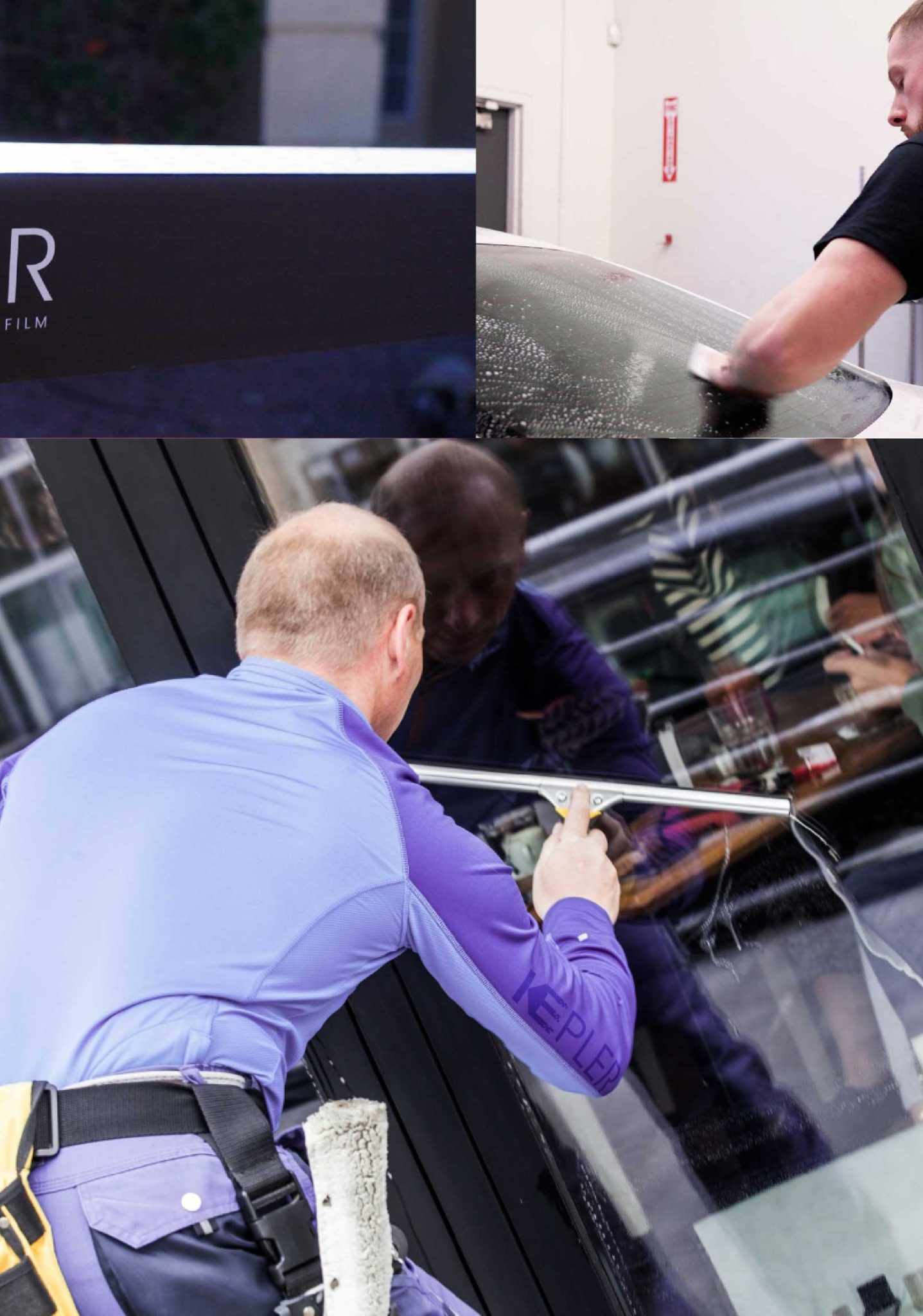 Kepler Skilled Applying Anti-Graffiti Window Film to a Oxford Shop Front