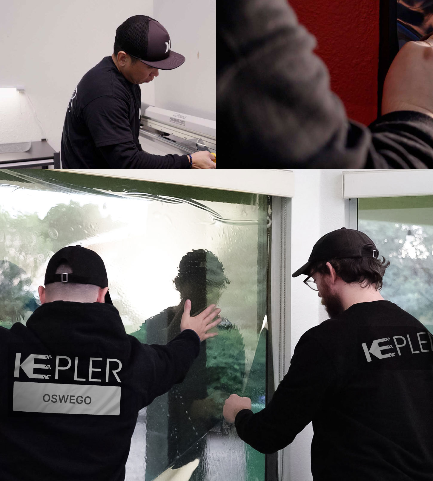 Kepler Technician Fitting Advanced Window Tint to Home in Oswego
