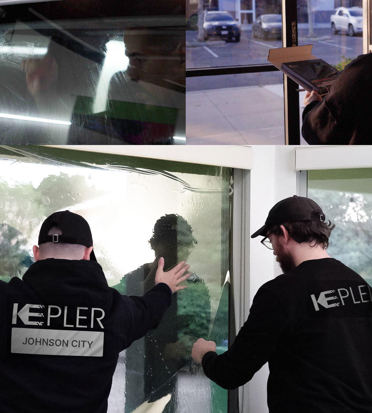 Expert Technician Applying High-tech Window Tint to Home in Johnson City