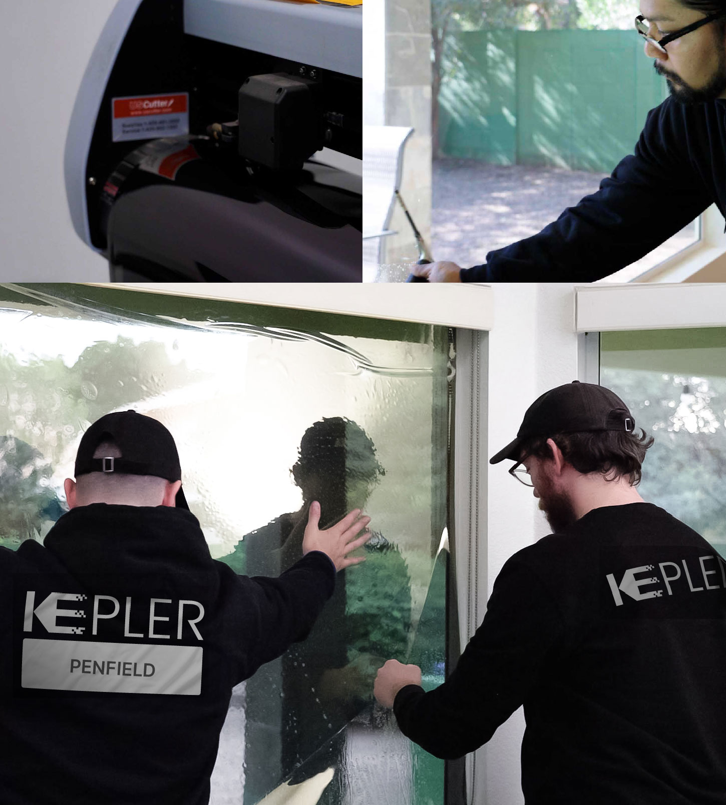 Kepler Technician Installing High-tech Window Tint to Home in Penfield