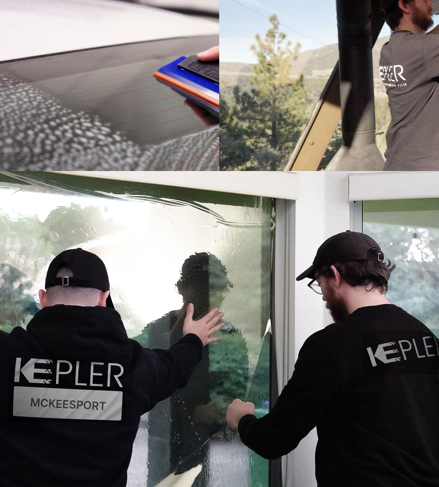 Kepler Technician Installing Ceramic Window Tint to Home in McKeesport