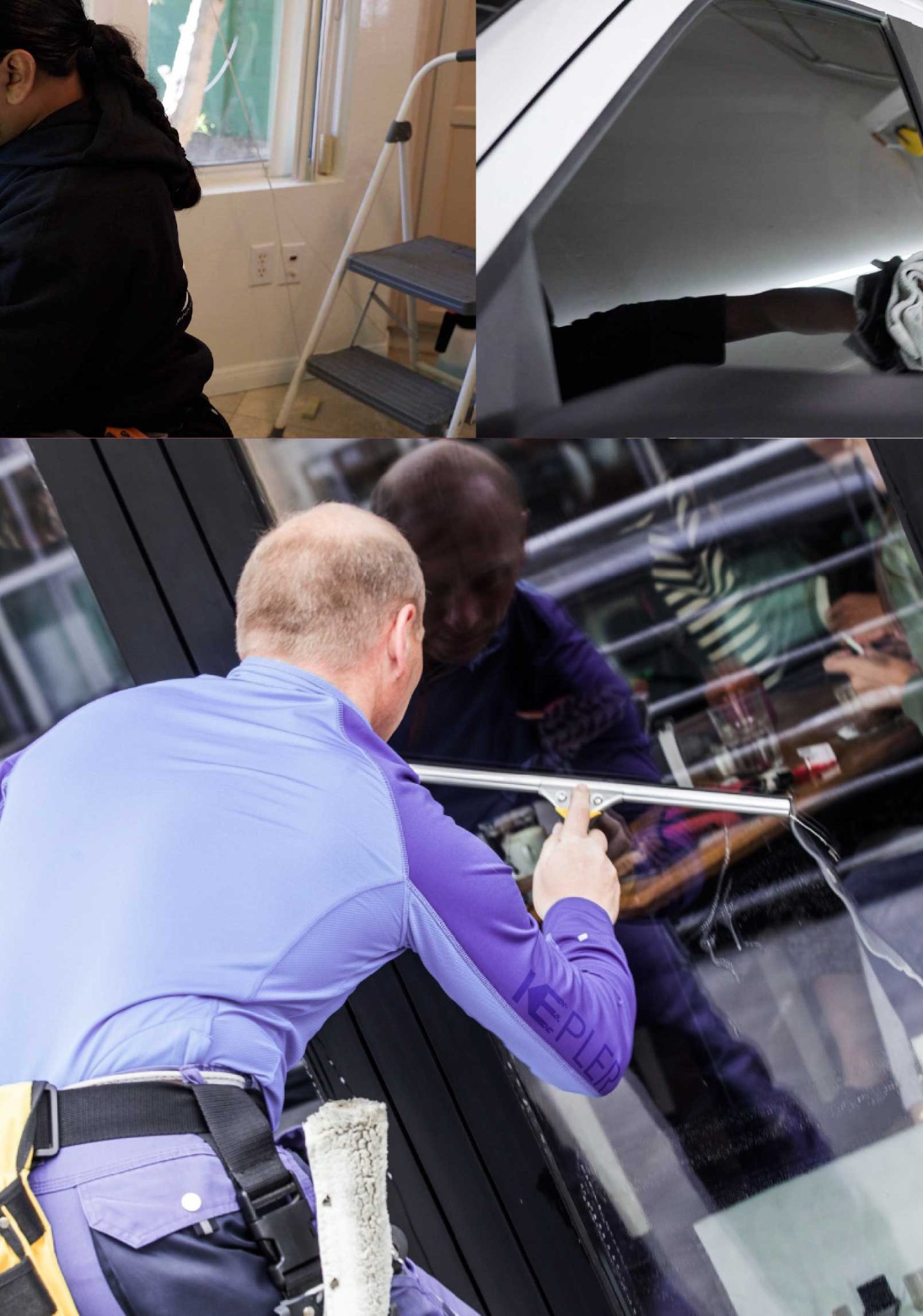 Kepler Professional Applying Anti-Graffiti Window Film to a Indianapolis Shop Front