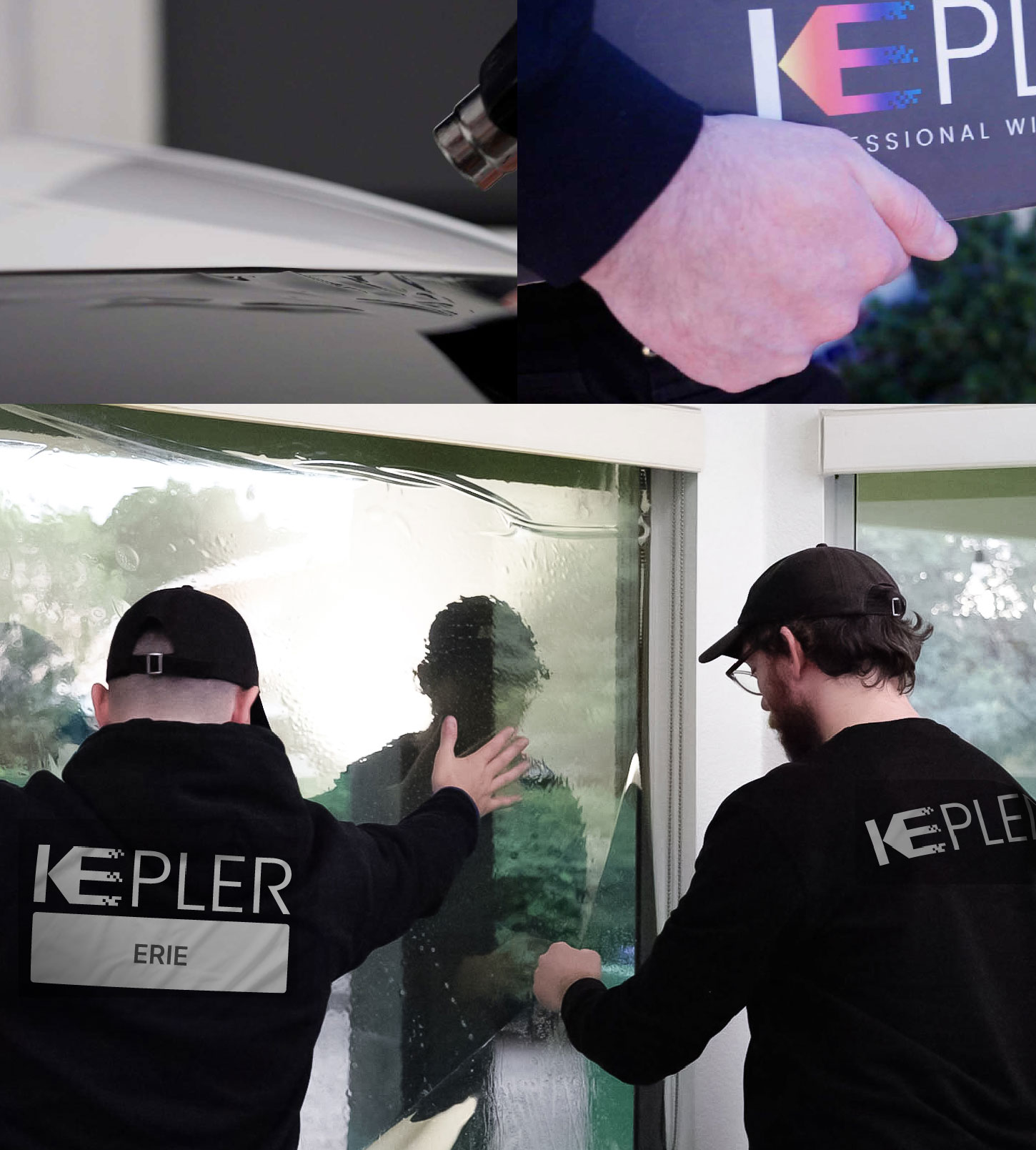 Kepler Technician Fitting Advanced Window Tint to Home in Erie