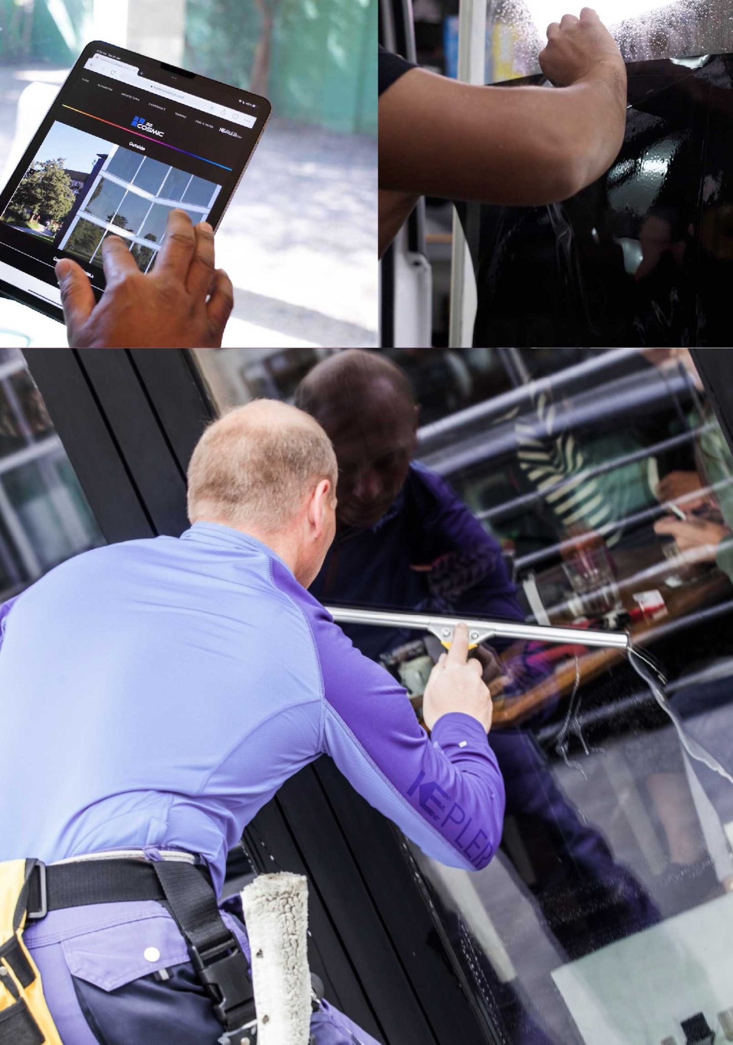 Kepler Professional Applying Anti-Graffiti Window Film to a Hammond Shop Front