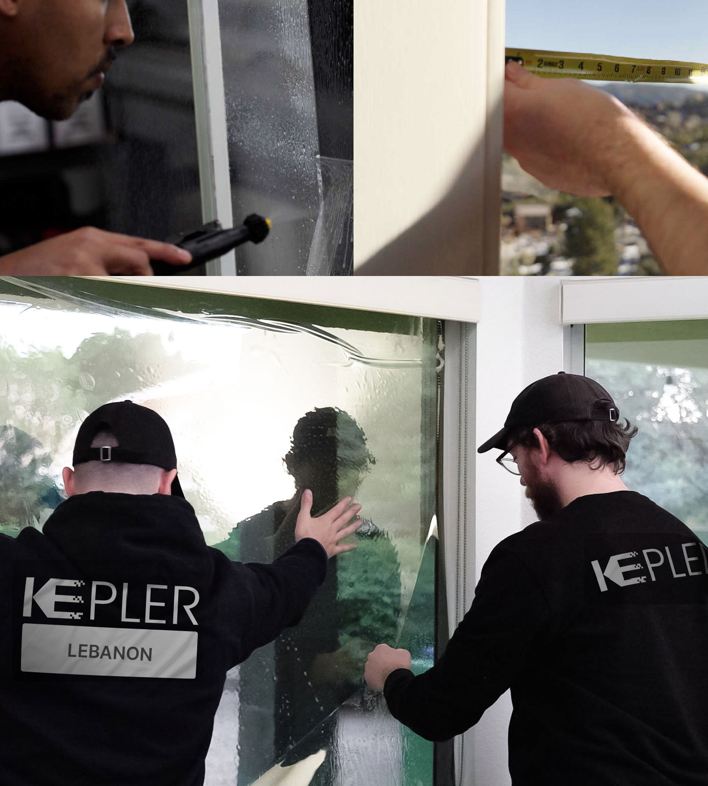 Kepler Technician Applying High-tech Window Tint to Home in Lebanon