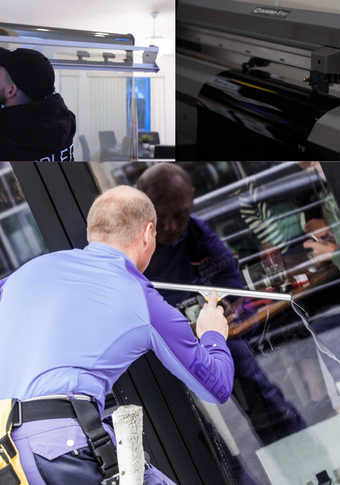 Kepler Professional Applying Anti-Graffiti Window Film to a Hobart Shop Front