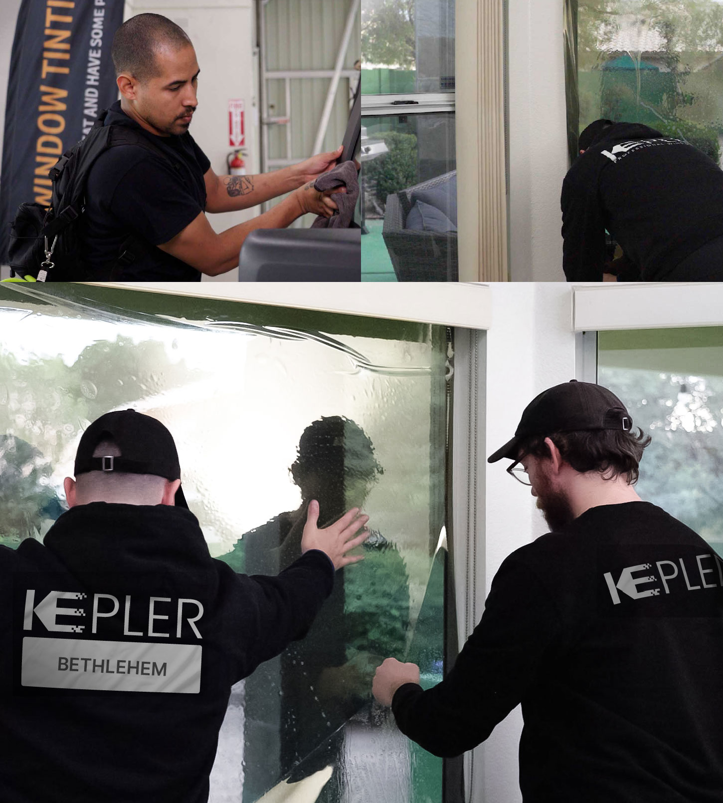 Kepler Technician Fitting High-tech Window Tint to Home in Bethlehem