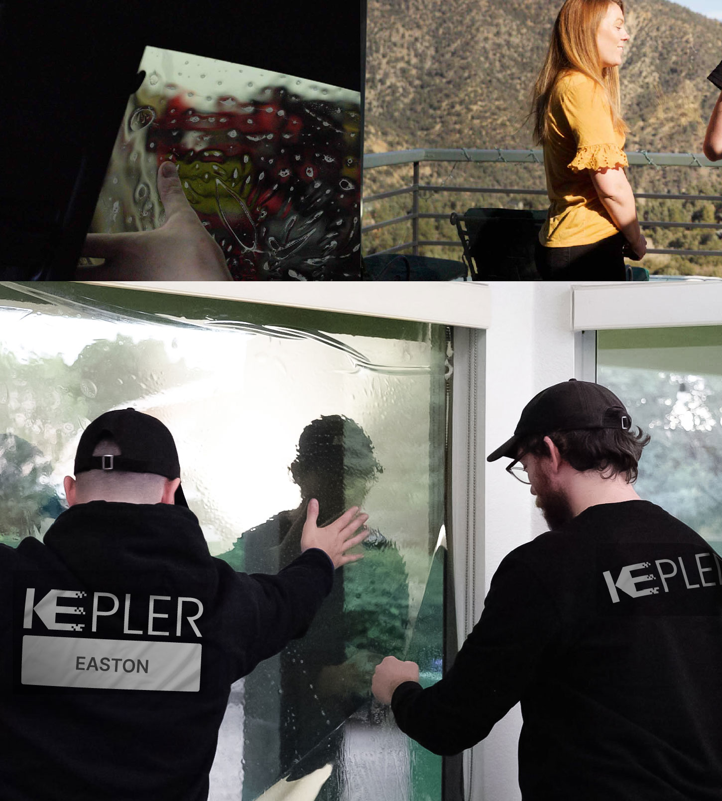 Kepler Technician Fitting Advanced Window Tint to Home in Easton