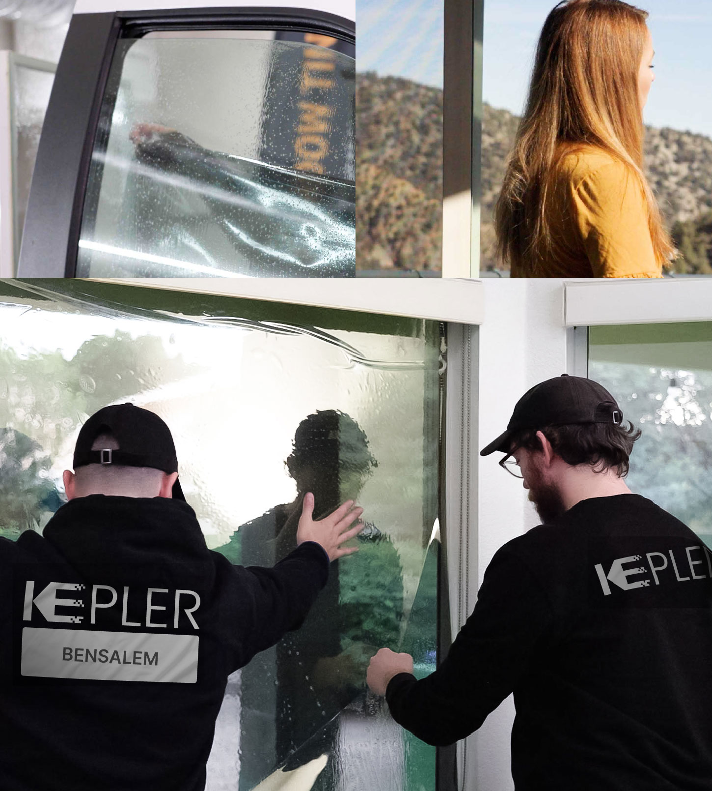 Expert Technician Fitting Advanced Window Tint to Home in Bensalem