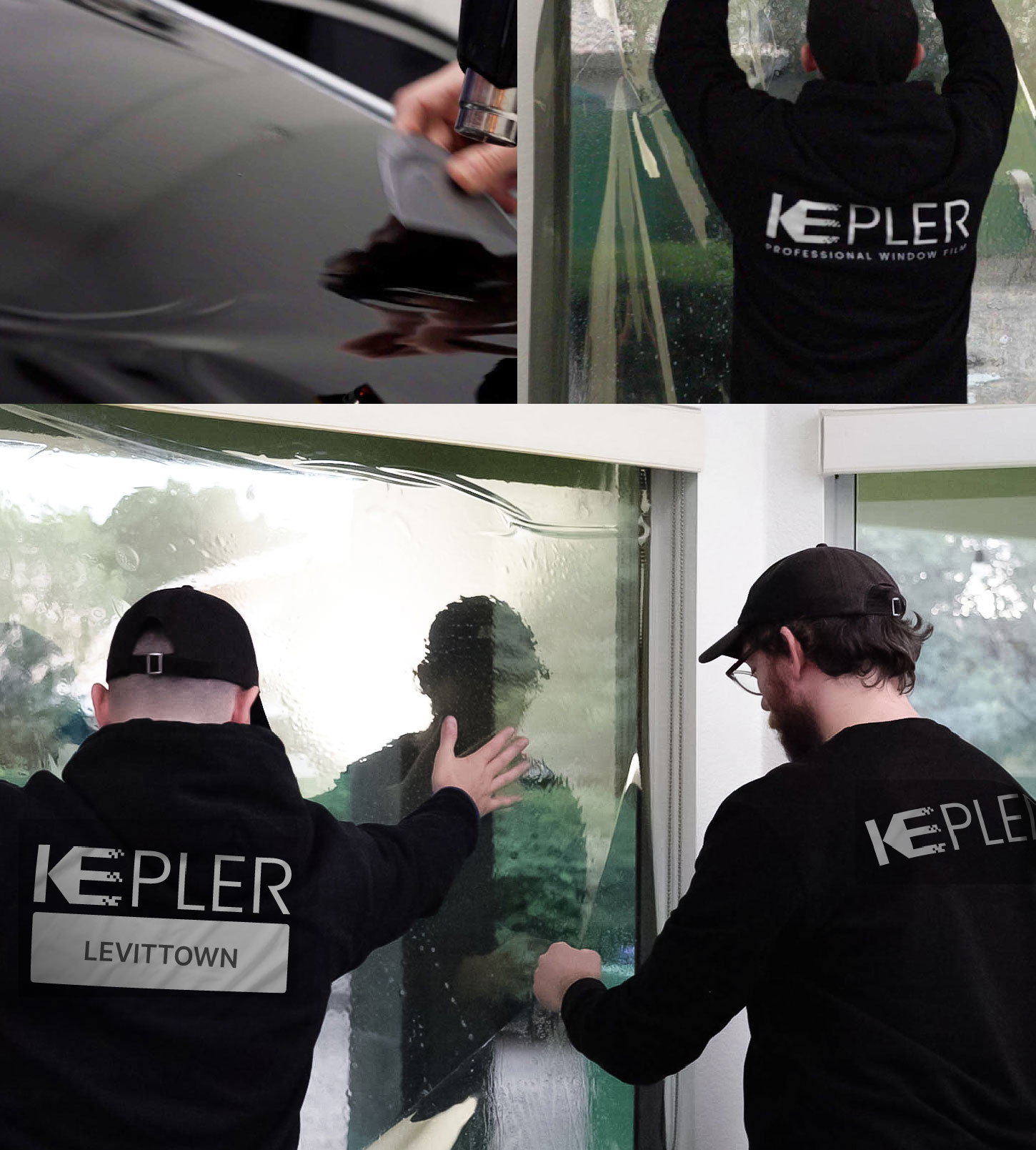 Kepler Technician Fitting Advanced Window Tint to Home in Levittown