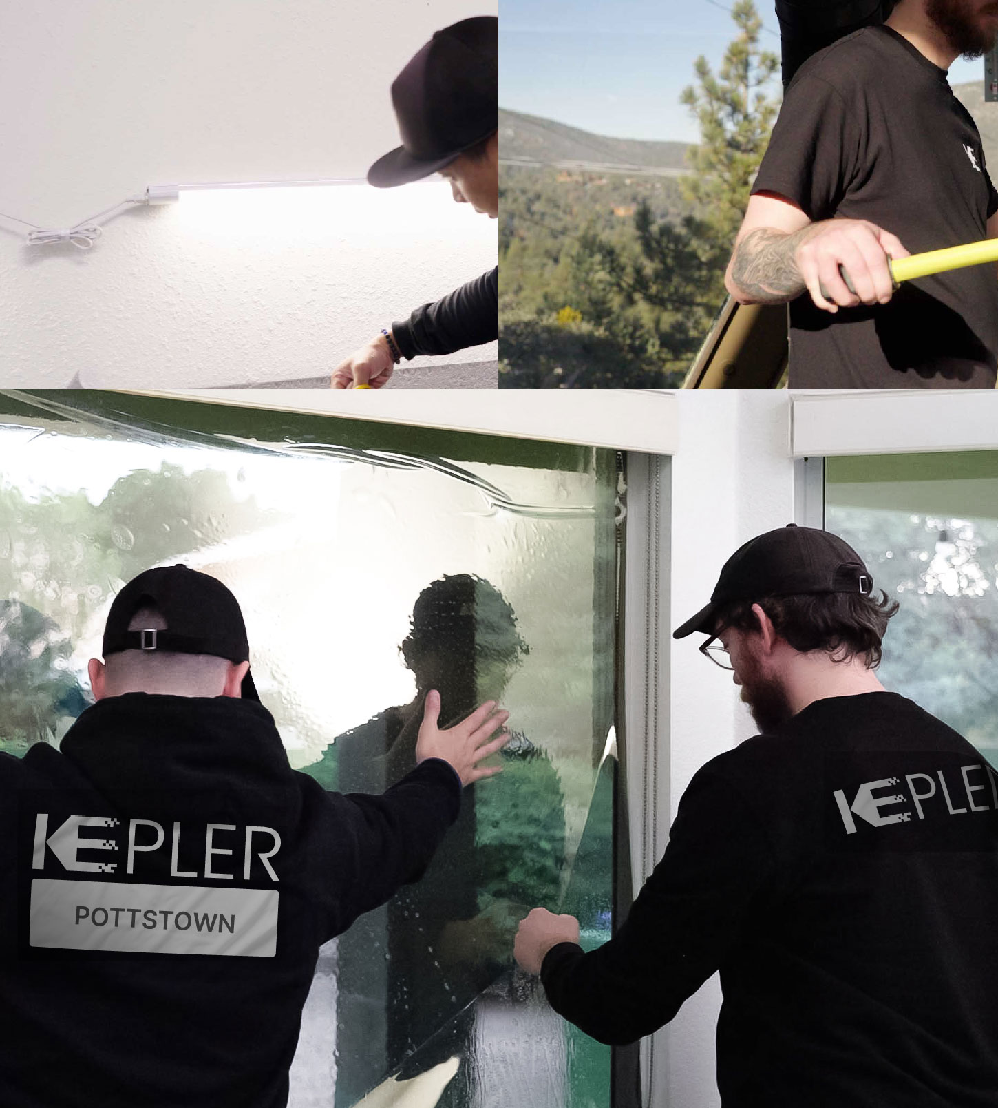 Expert Technician Installing Advanced Window Tint to Home in Pottstown