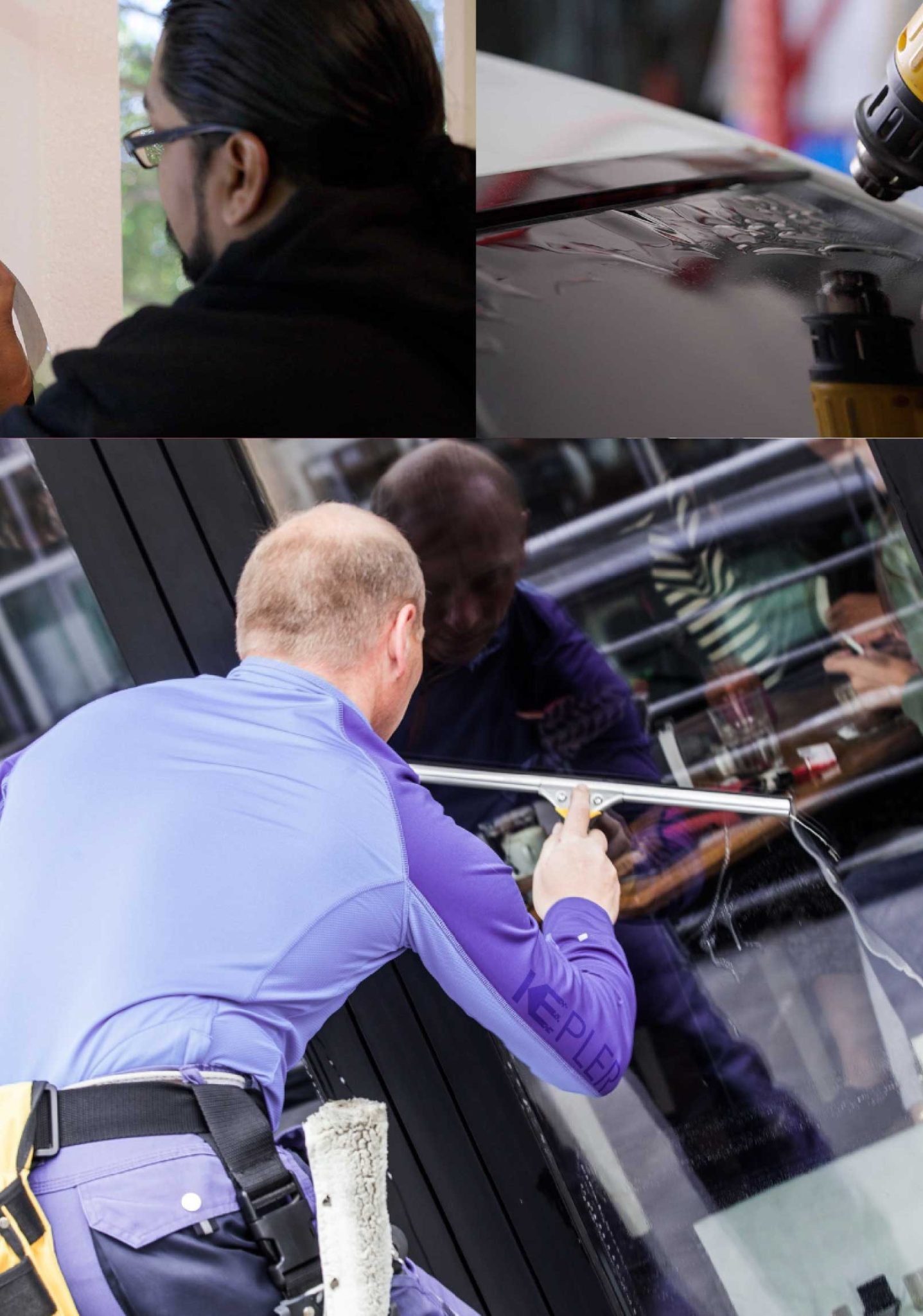 Kepler Professional Applying Anti-Graffiti Window Film to a Seymour Shop Front