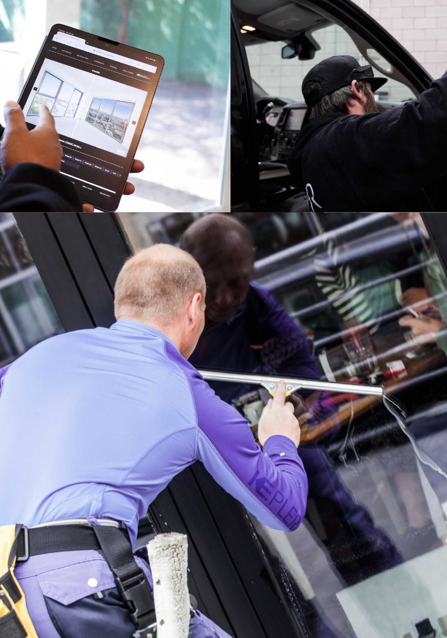 Kepler Skilled Applying Anti-Graffiti Window Film to a New Castle Shop Front