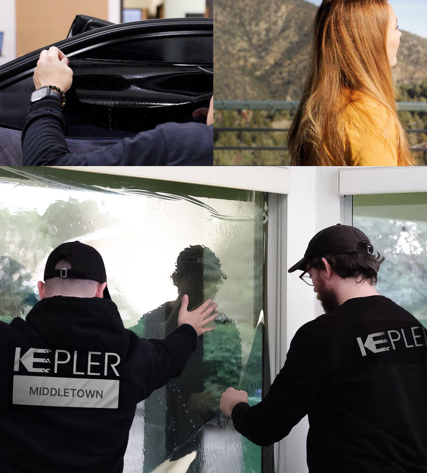 Kepler Technician Fitting High-tech Window Tint to Home in Middletown