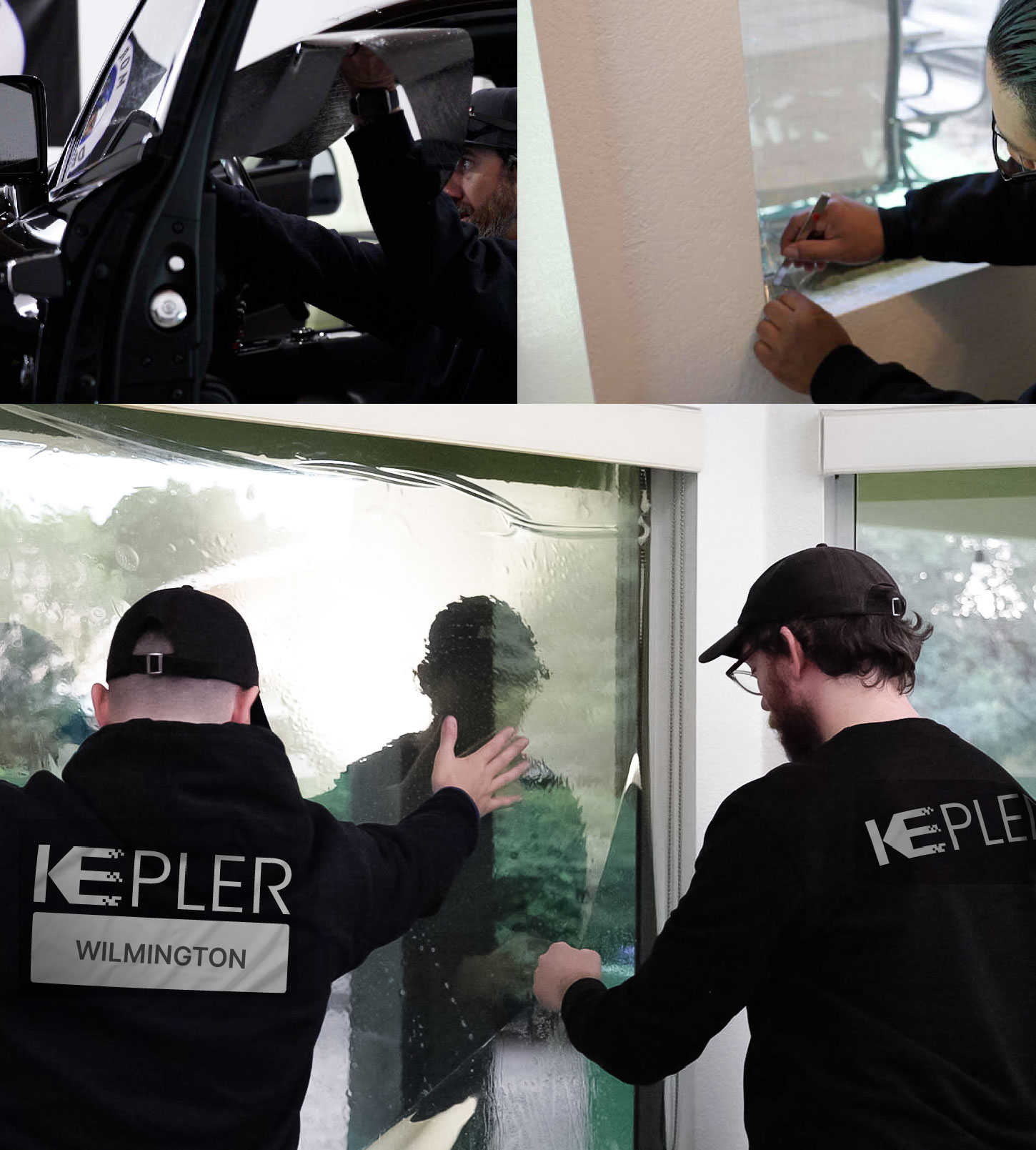 Expert Technician Applying High-tech Window Tint to Home in Wilmington