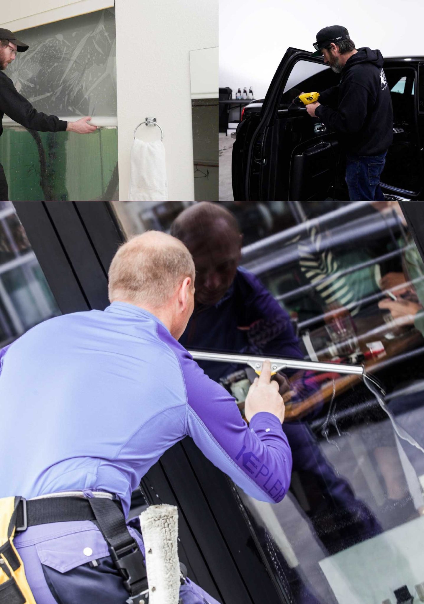 Kepler Professional Applying Anti-Graffiti Window Film to a Bloomington Shop Front