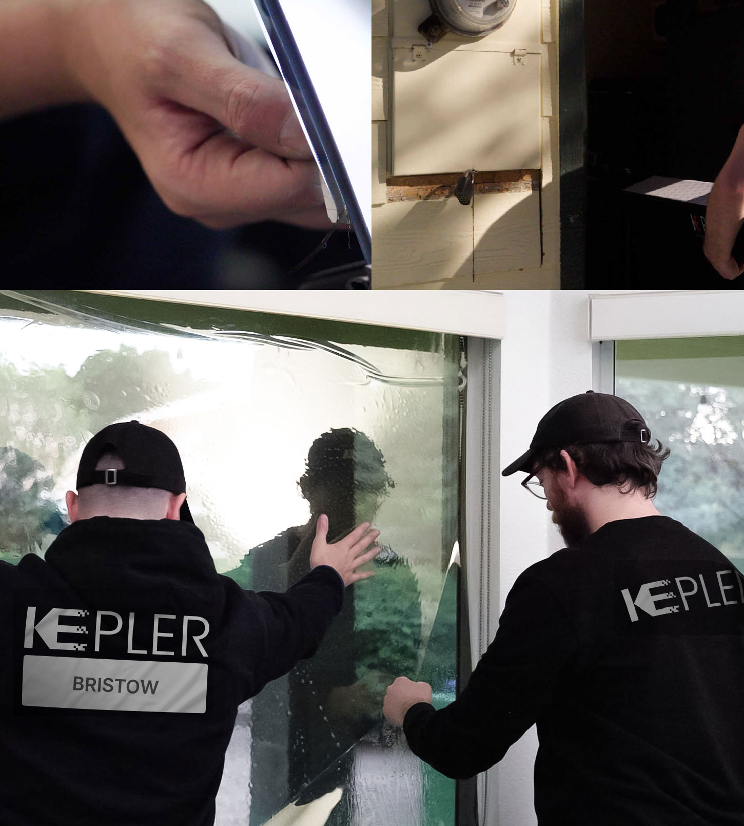 Kepler Technician Installing Advanced Window Tint to Home in Bristow