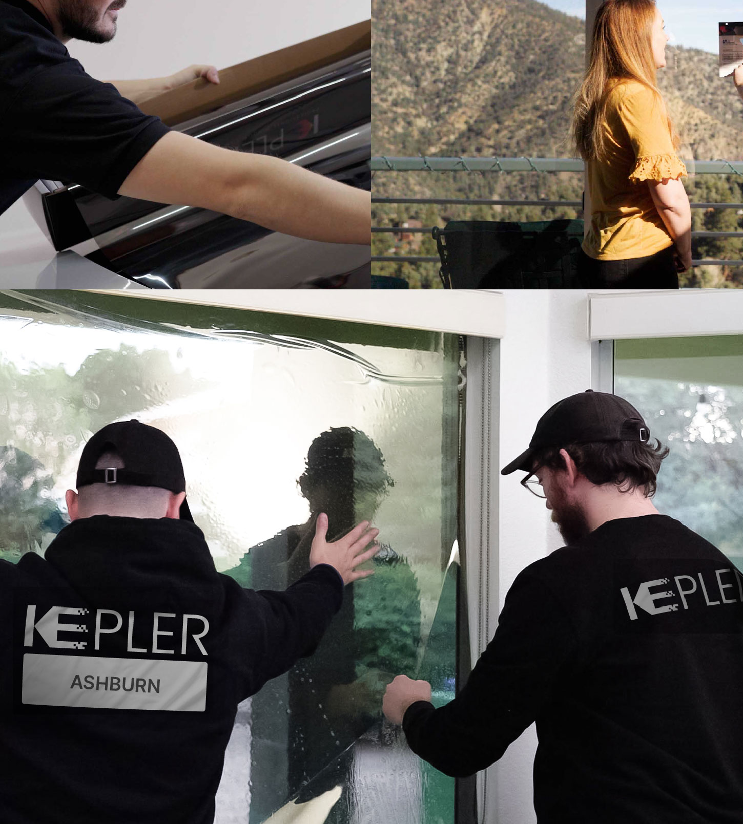 Expert Technician Installing High-tech Window Tint to Home in Ashburn