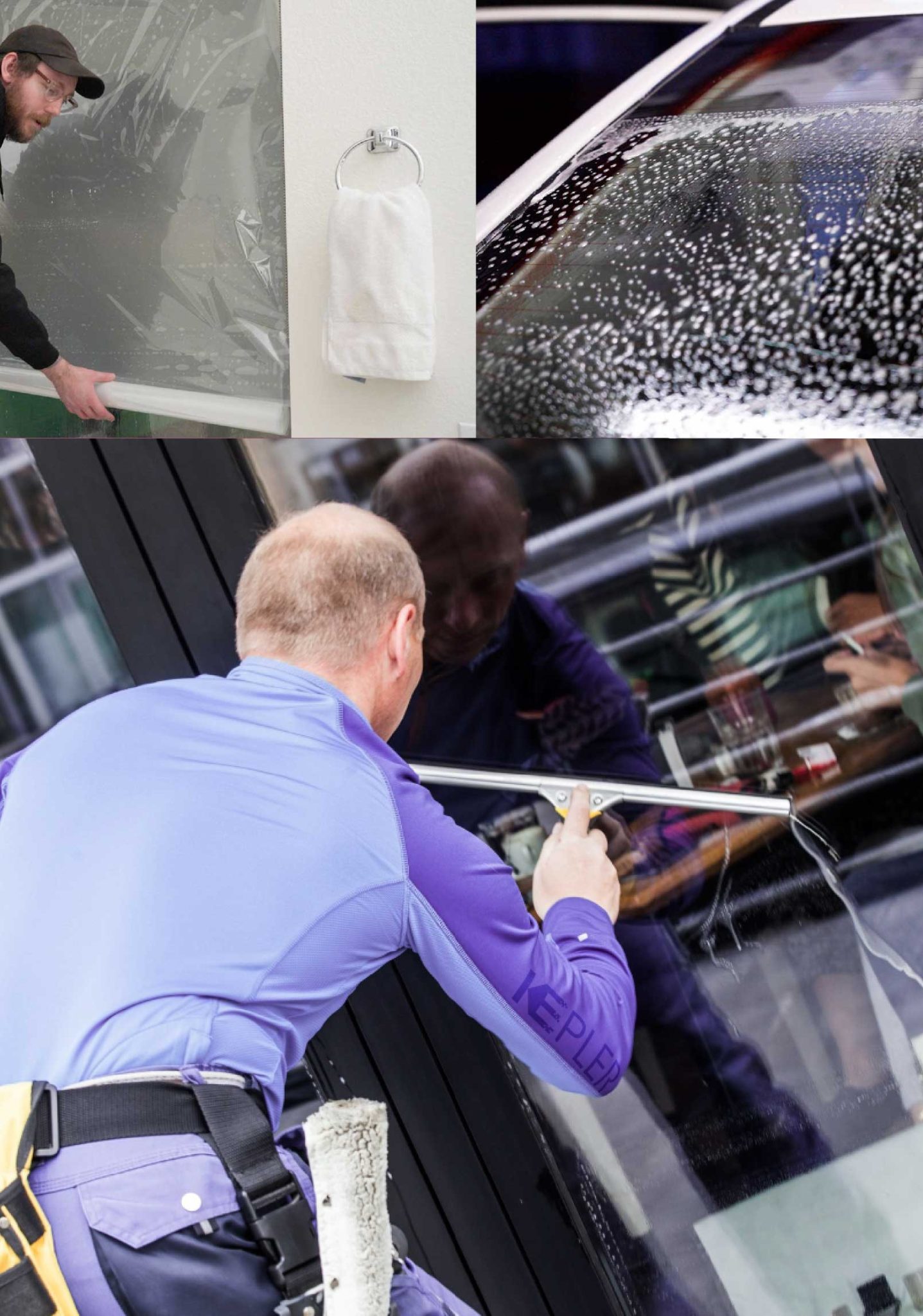 Kepler Skilled Applying Anti-Graffiti Window Film to a West Lafayette Shop Front