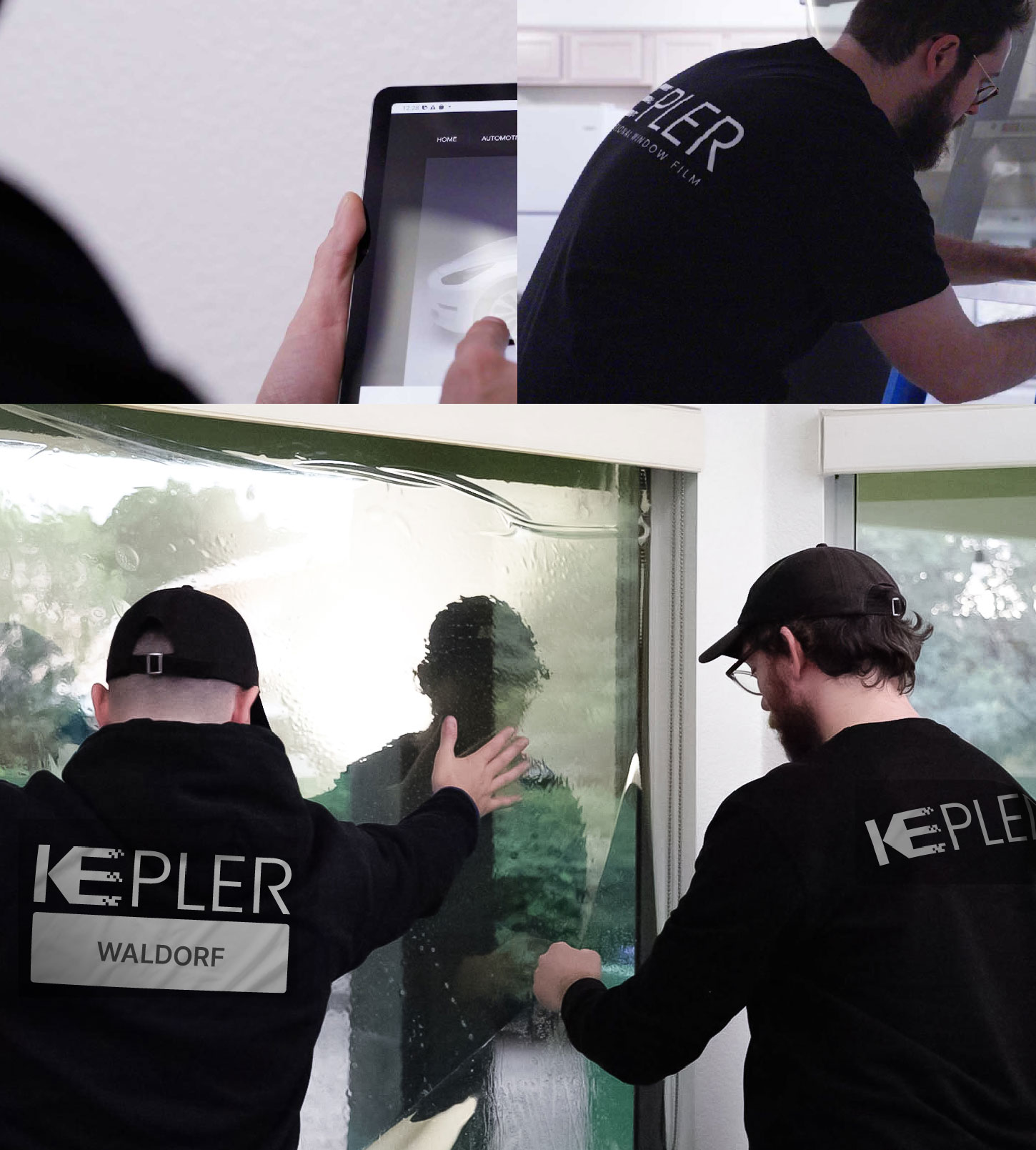 Kepler Technician Installing High-tech Window Tint to Home in Waldorf