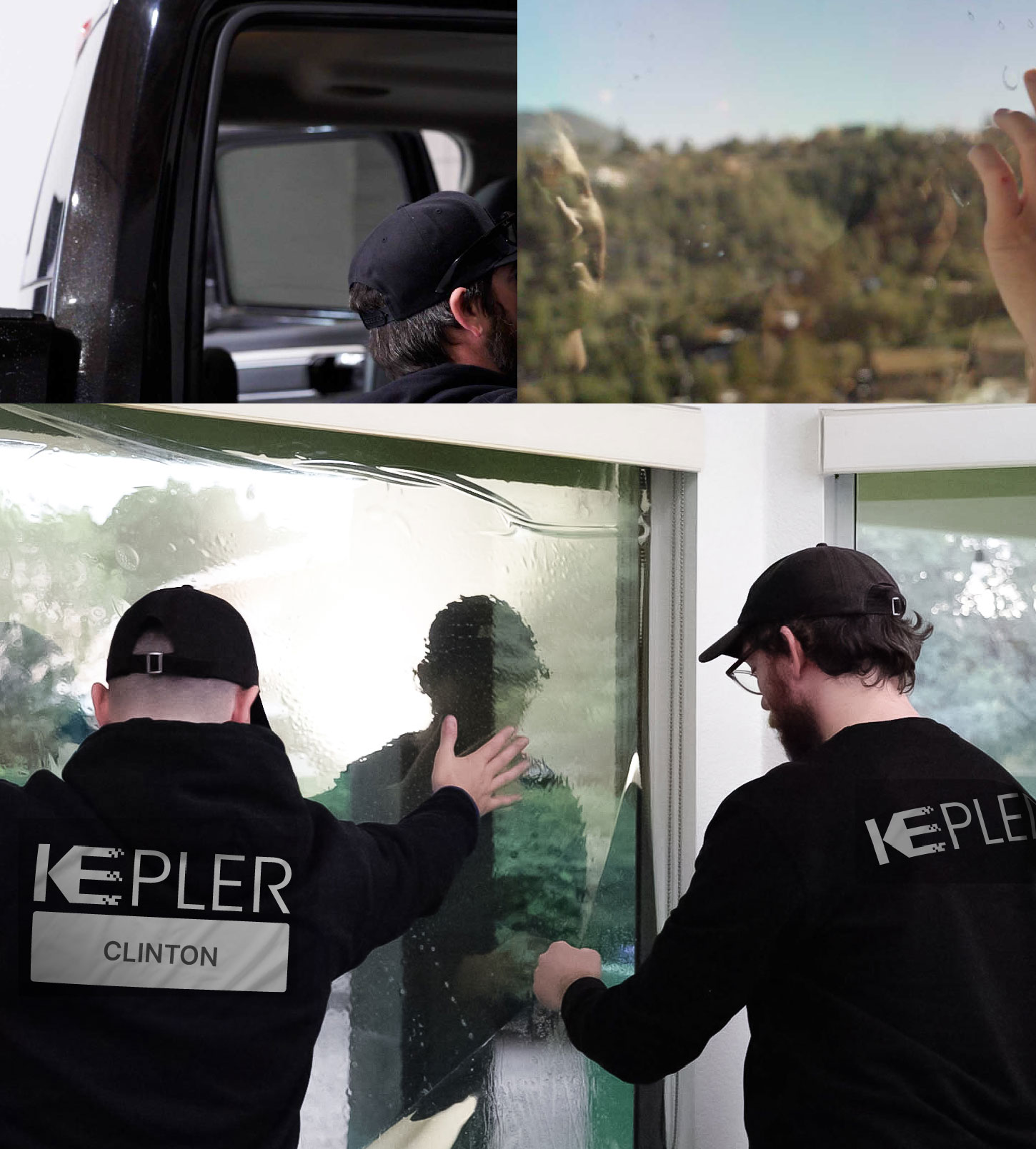 Kepler Technician Installing Advanced Window Tint to Home in Clinton