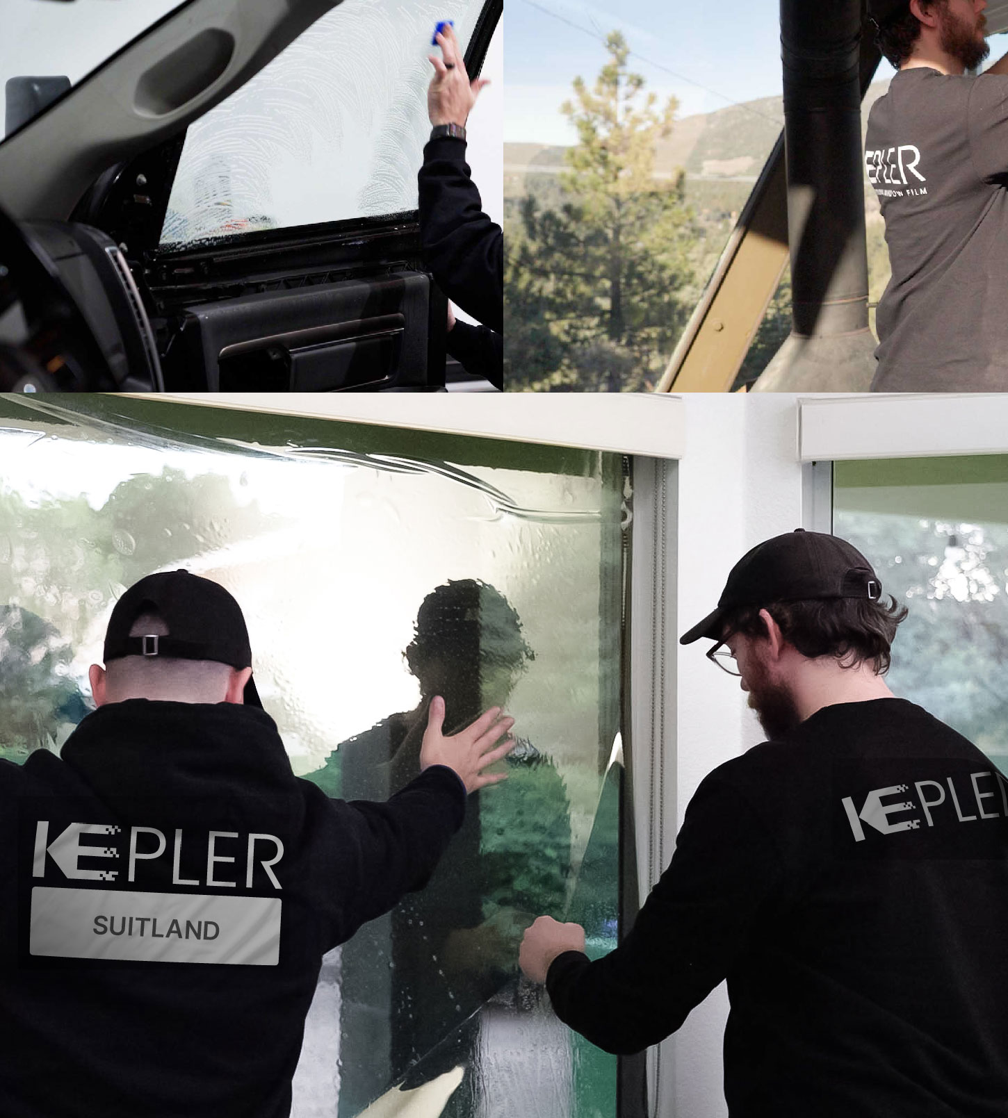 Kepler Technician Installing Ceramic Window Tint to Home in Suitland