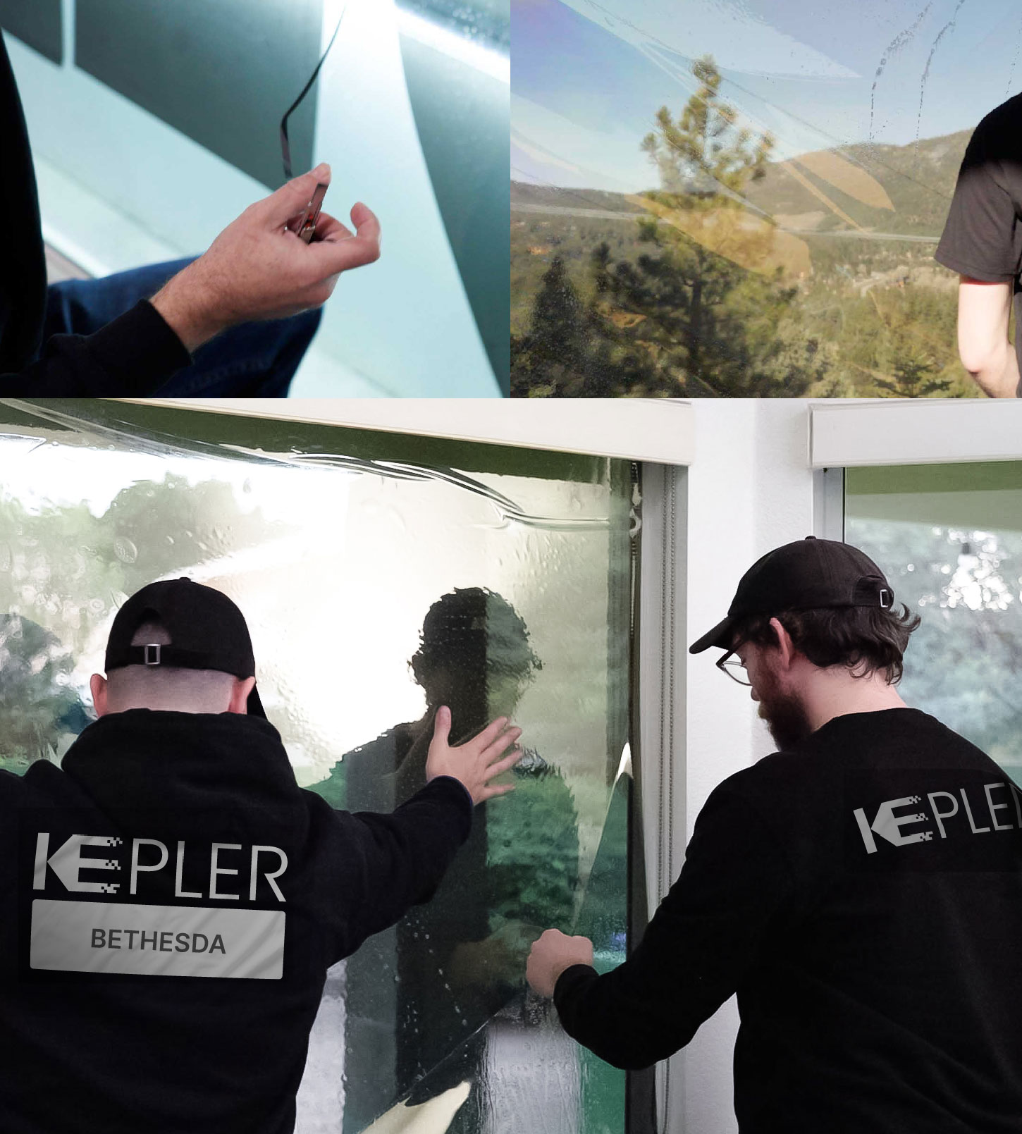 Kepler Technician Applying High-tech Window Tint to Home in Bethesda