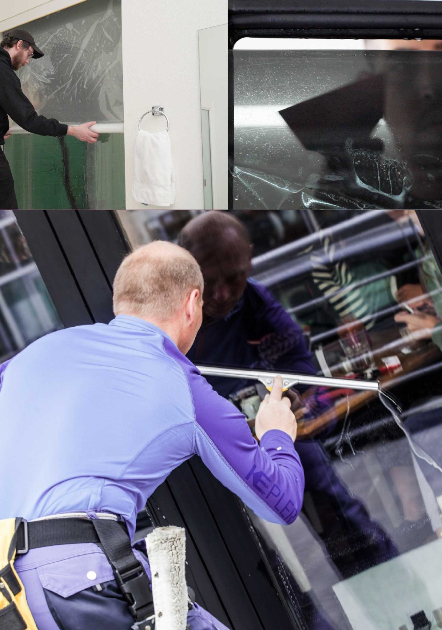 Kepler Skilled Applying Anti-Graffiti Window Film to a Saint Clair Shores Shop Front
