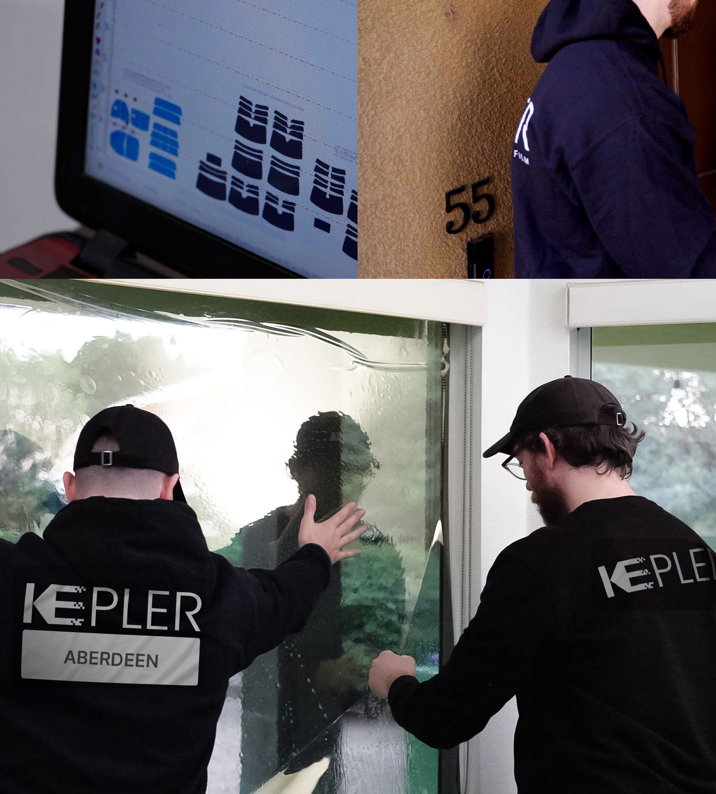 Expert Technician Applying Ceramic Window Tint to Home in Aberdeen