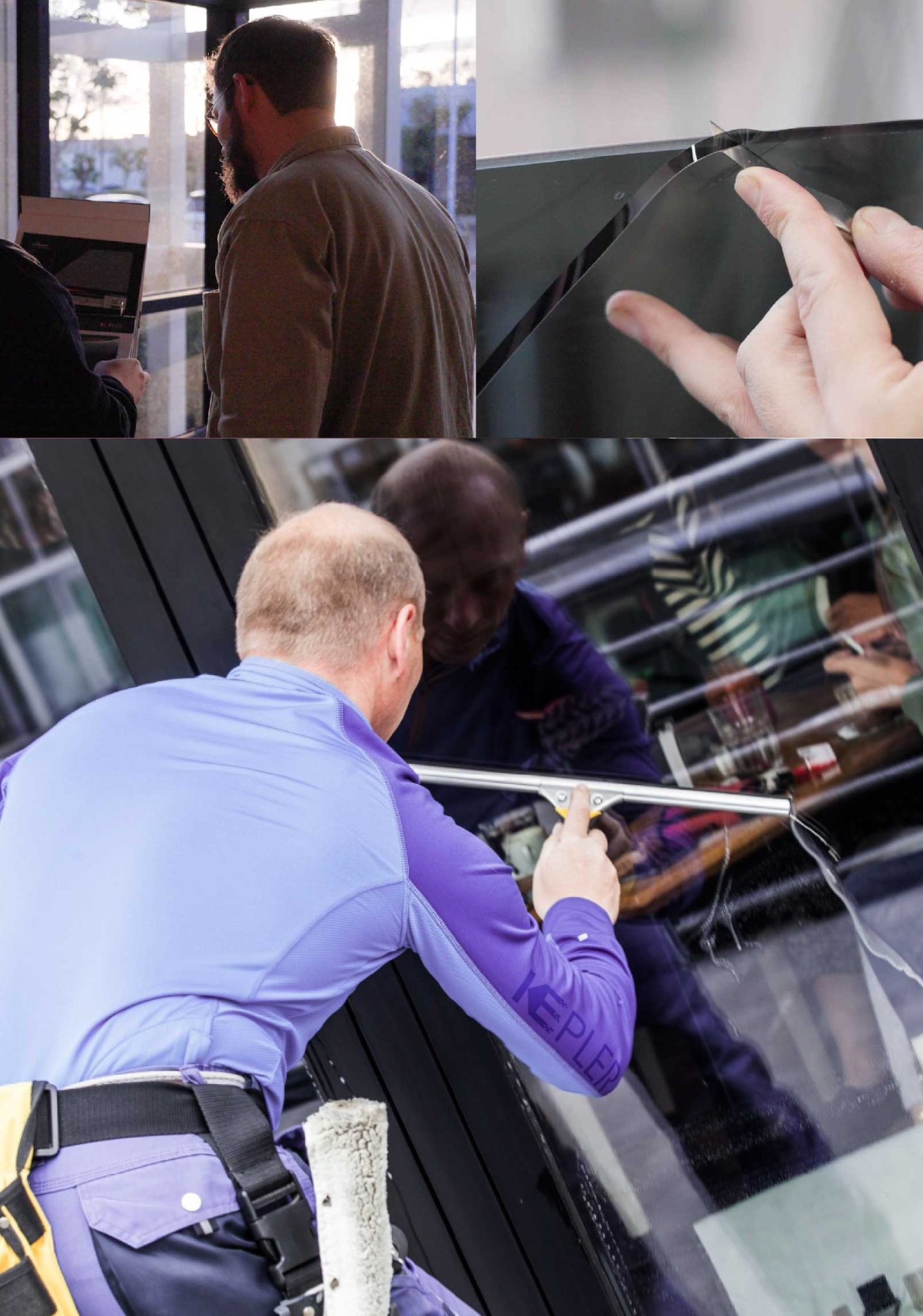 Kepler Professional Applying Anti-Graffiti Window Film to a Samaria Shop Front
