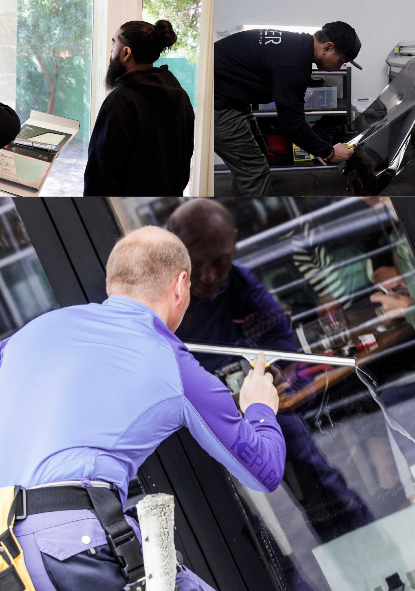 Kepler Professional Applying Anti-Graffiti Window Film to a Auburn Hills Shop Front